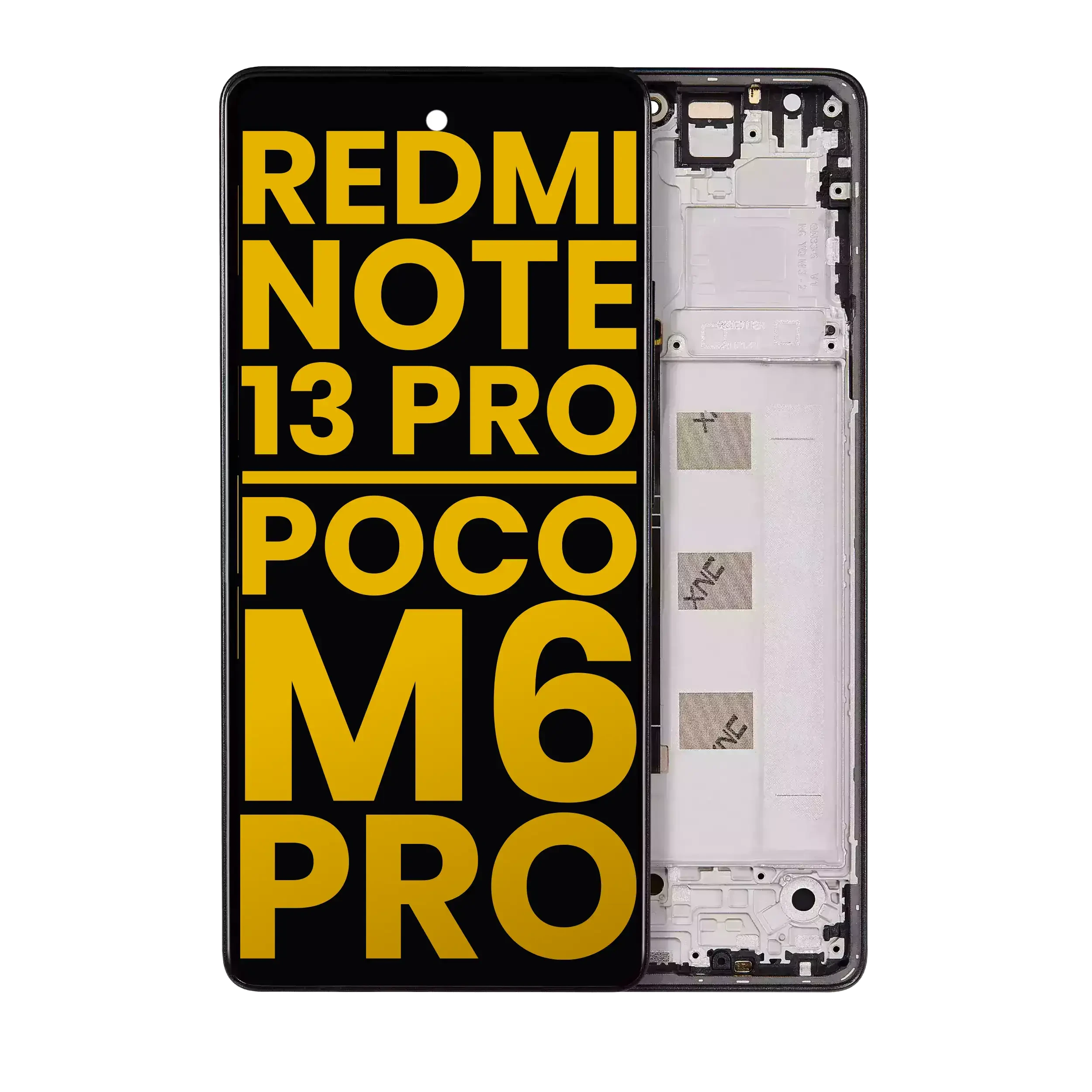 Display OLED completo con Frame per Xiaomi Redmi Note 13 Pro 4G / Xiaomi Poco M6 Pro 4G / Xiaomi Redmi Note 14S (Refurbished) (Mezzanotte Nero)