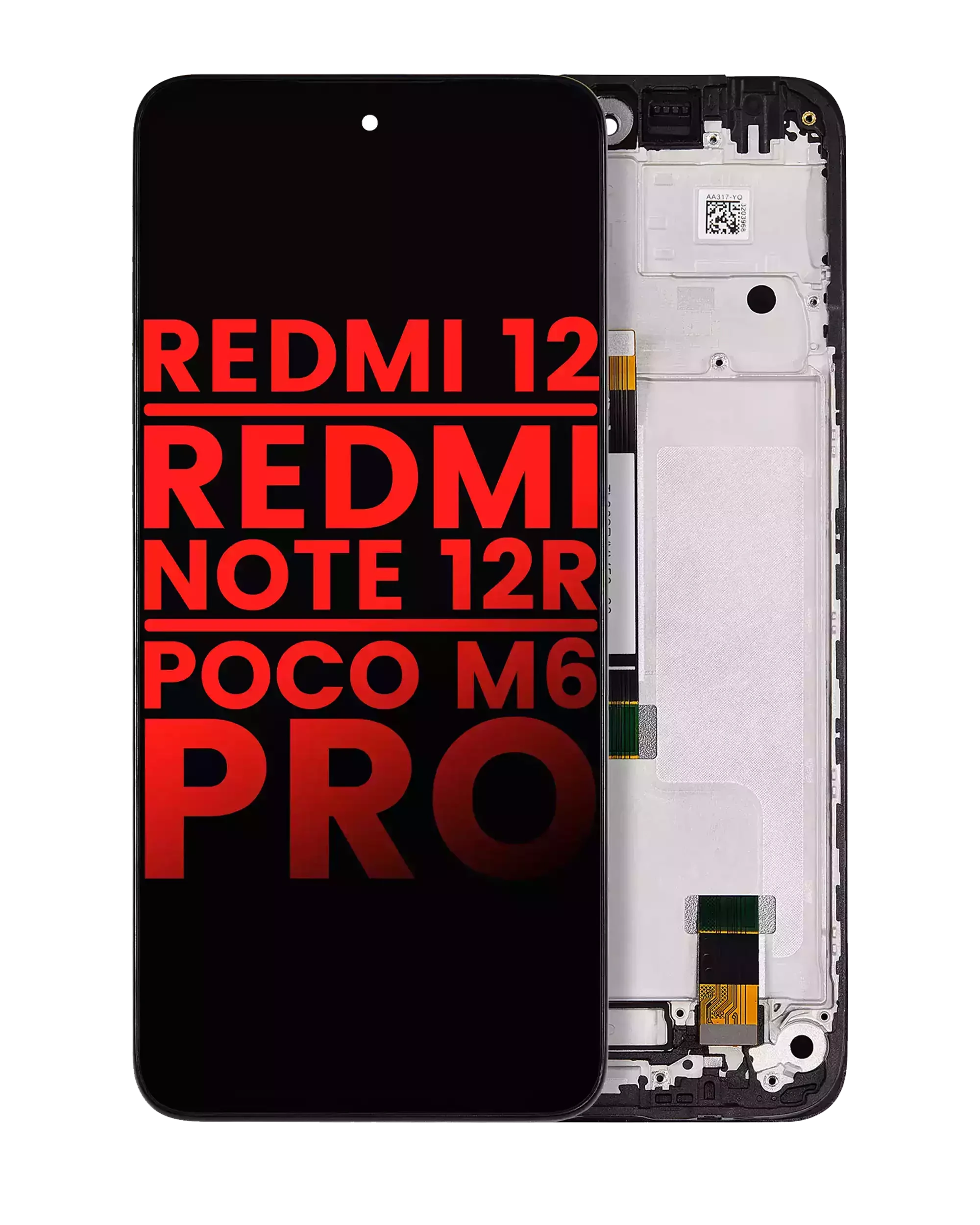 Display LCD completo con Frame compatibile per Xiaomi Redmi 12 4G / Redmi 12 5G / Redmi Note 12R / Poco M6 Pro (Aftermarket Plus) (tutti i colori)