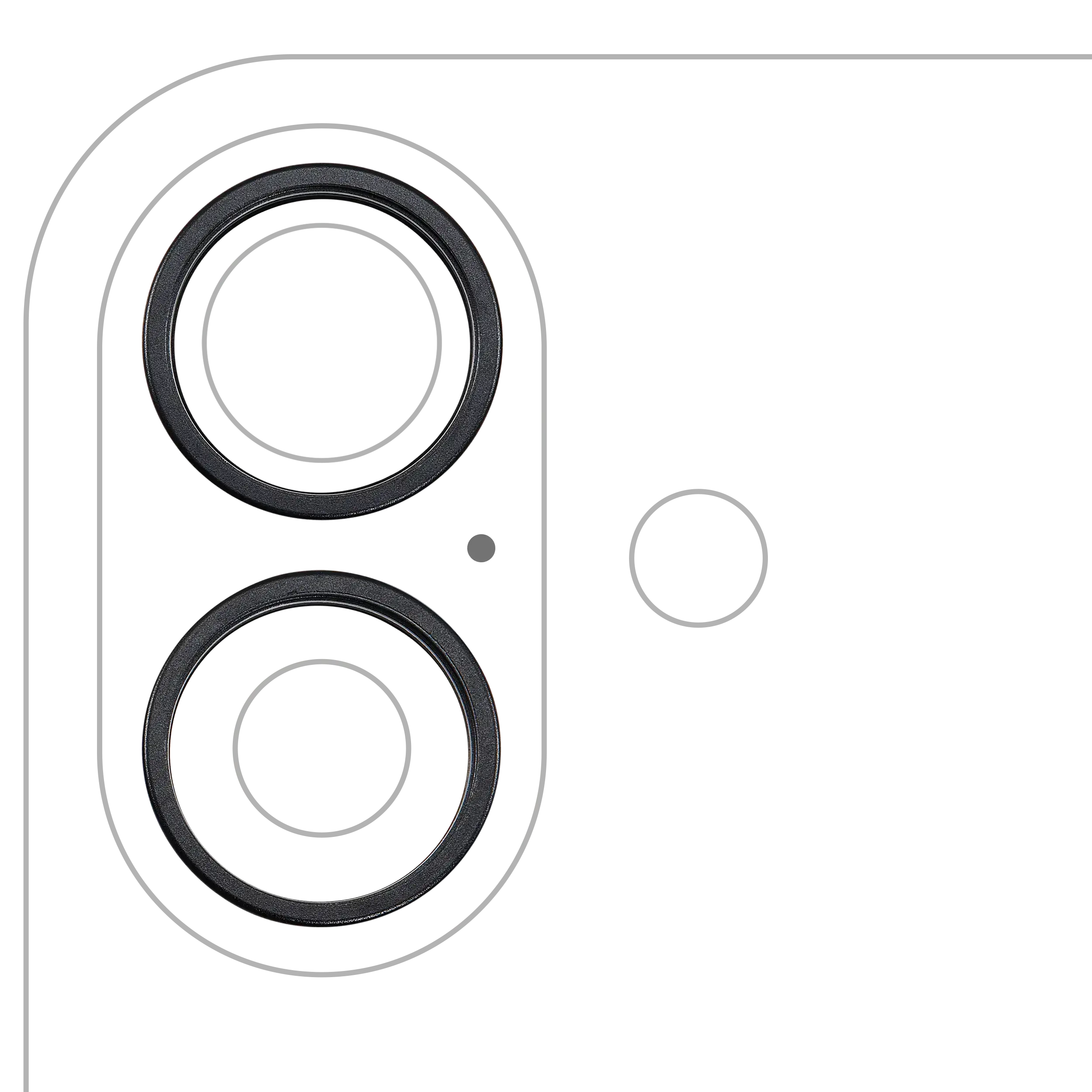 Cornice fotocamera posteriore Ring Only per iPhone 16 / 16 Plus (Nero) (2 set pezzi)