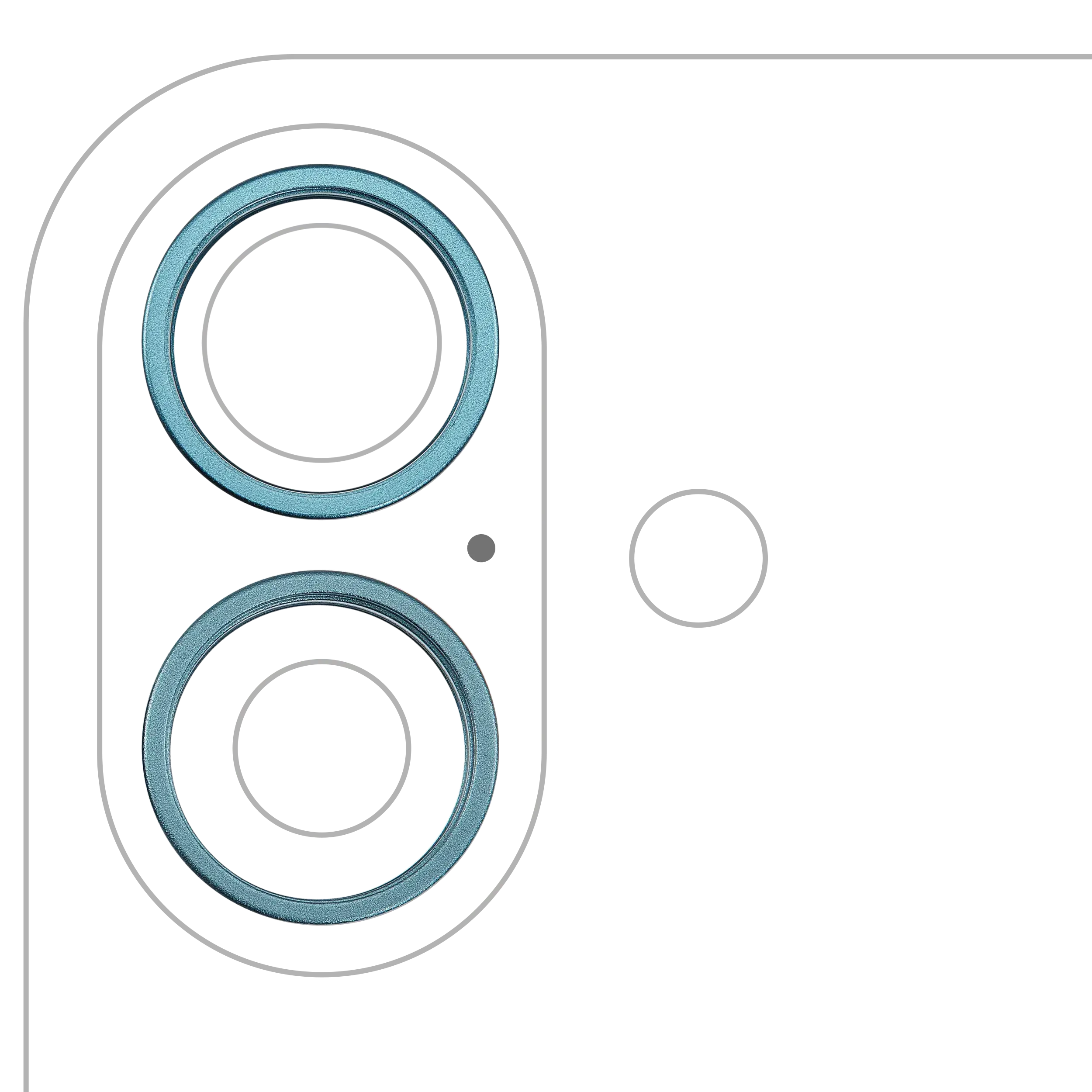 Cornice fotocamera posteriore Ring Only per iPhone 16 / 16 Plus (Verde petrolio) (2 set pezzi)