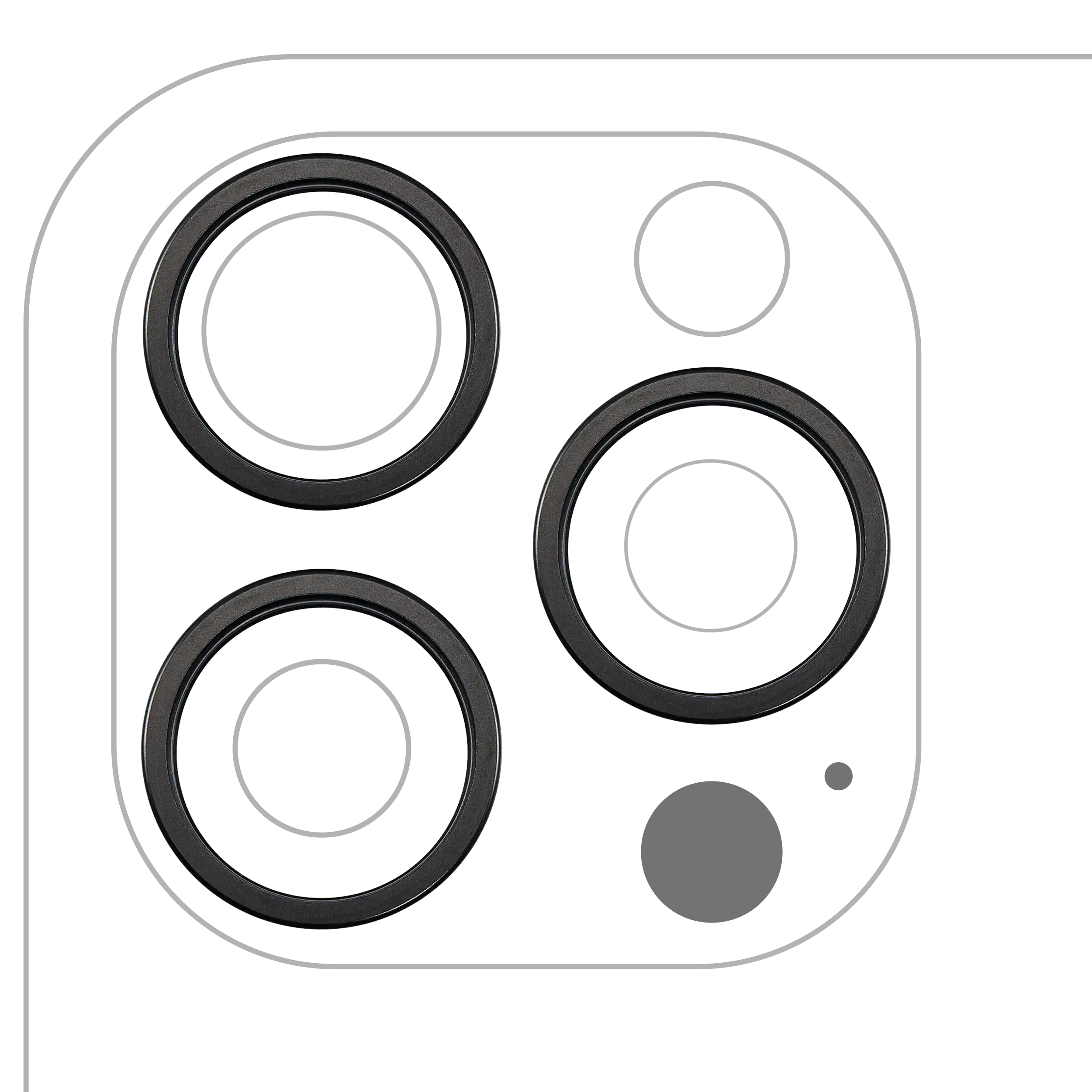 Cornice fotocamera posteriore Ring Only per iPhone 16 Pro / 16 Pro Max (Titanio nero) (3 set pezzi)