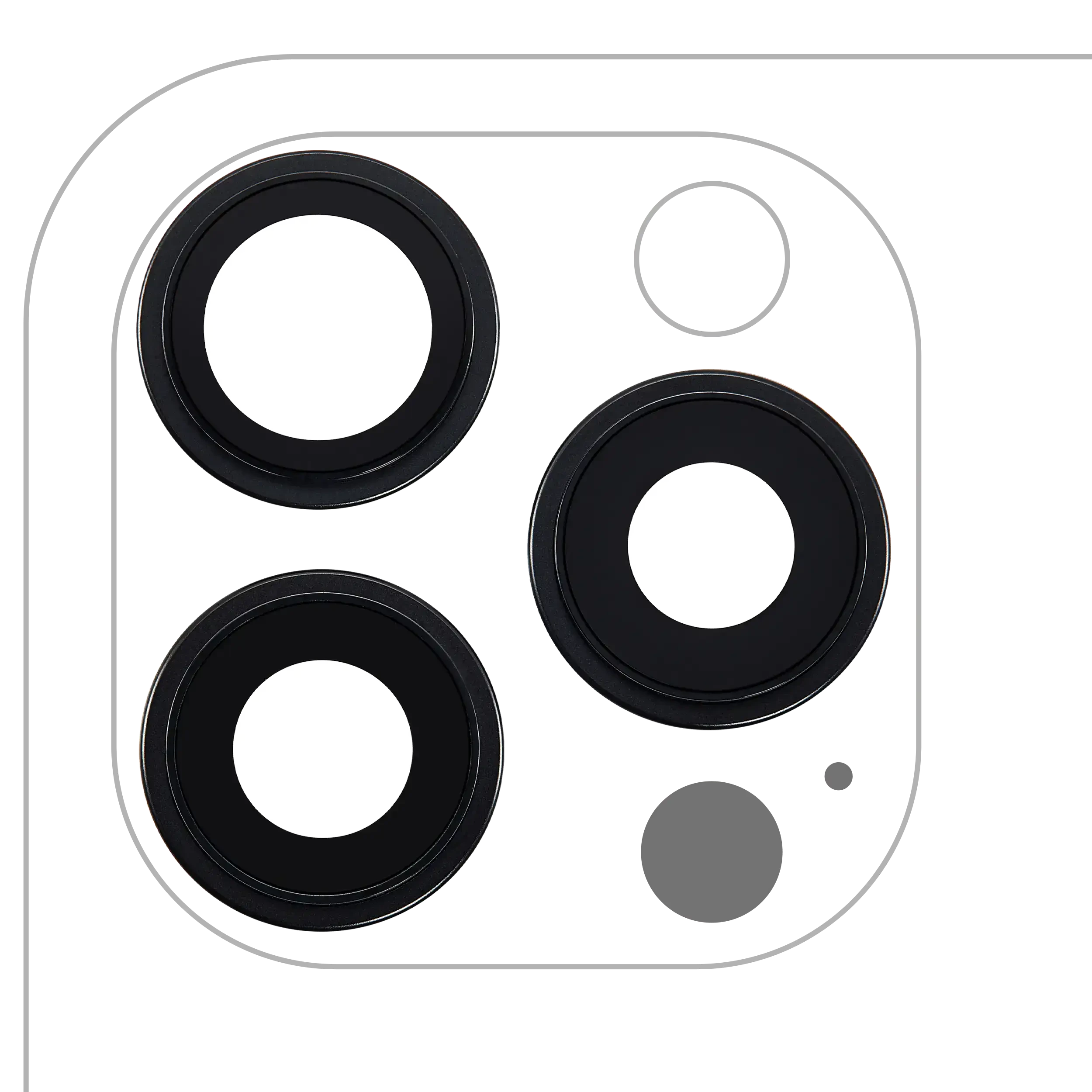 Lente fotocamera posteriore con staffa e Cornice per iPhone 16 Pro / 16 Pro Max (Titanio nero) (3 set pezzi) (Premium)