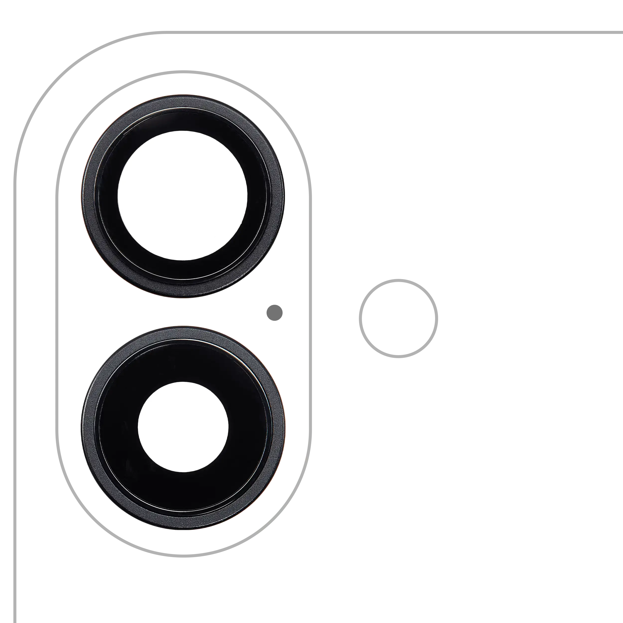 Lente fotocamera posteriore con staffa e Cornice per iPhone 16 / 16 Plus (Nero) (2 set pezzi) (Premium)