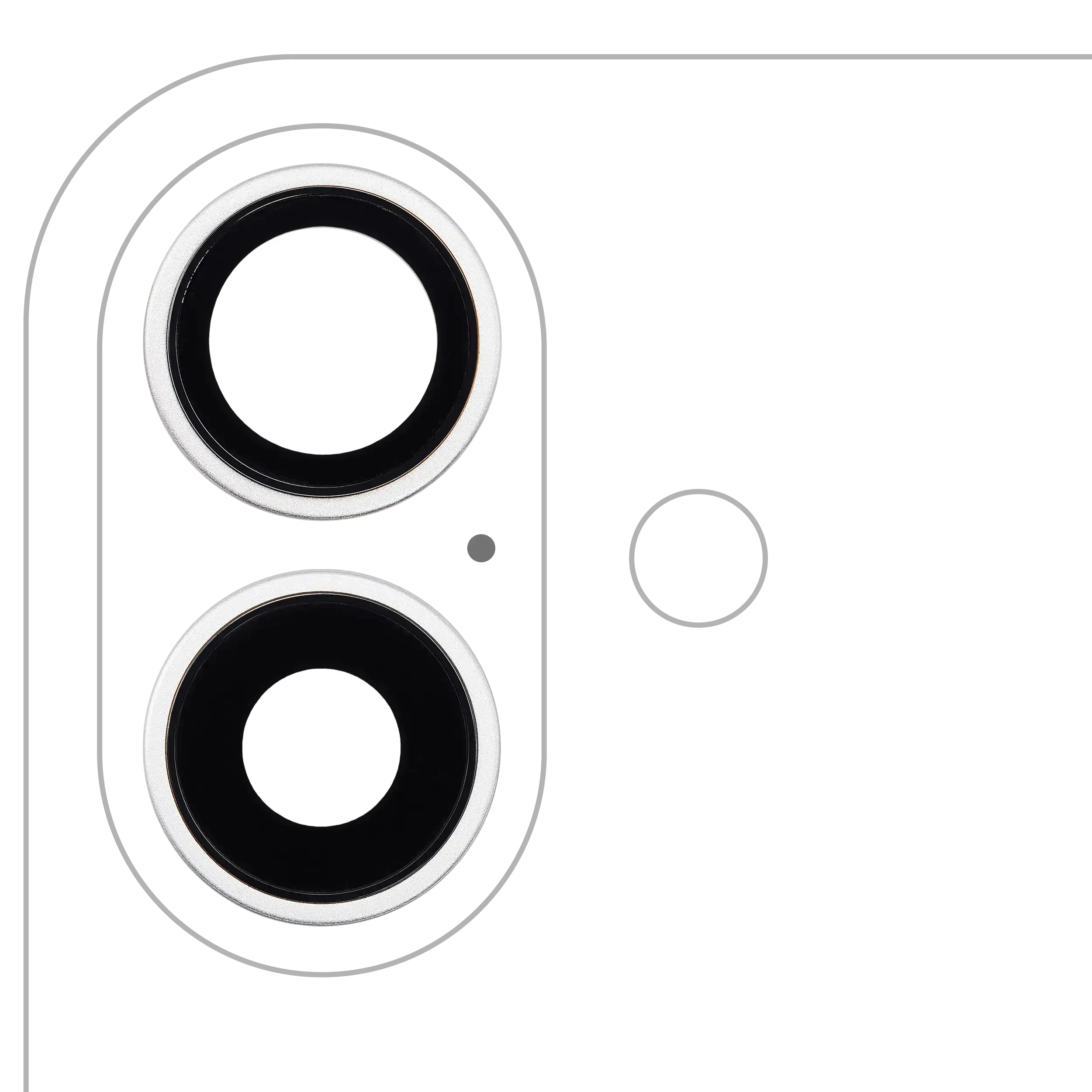 Lente fotocamera posteriore con staffa e Cornice per iPhone 16 / 16 Plus (Bianco) (2 set pezzi) (Premium)
