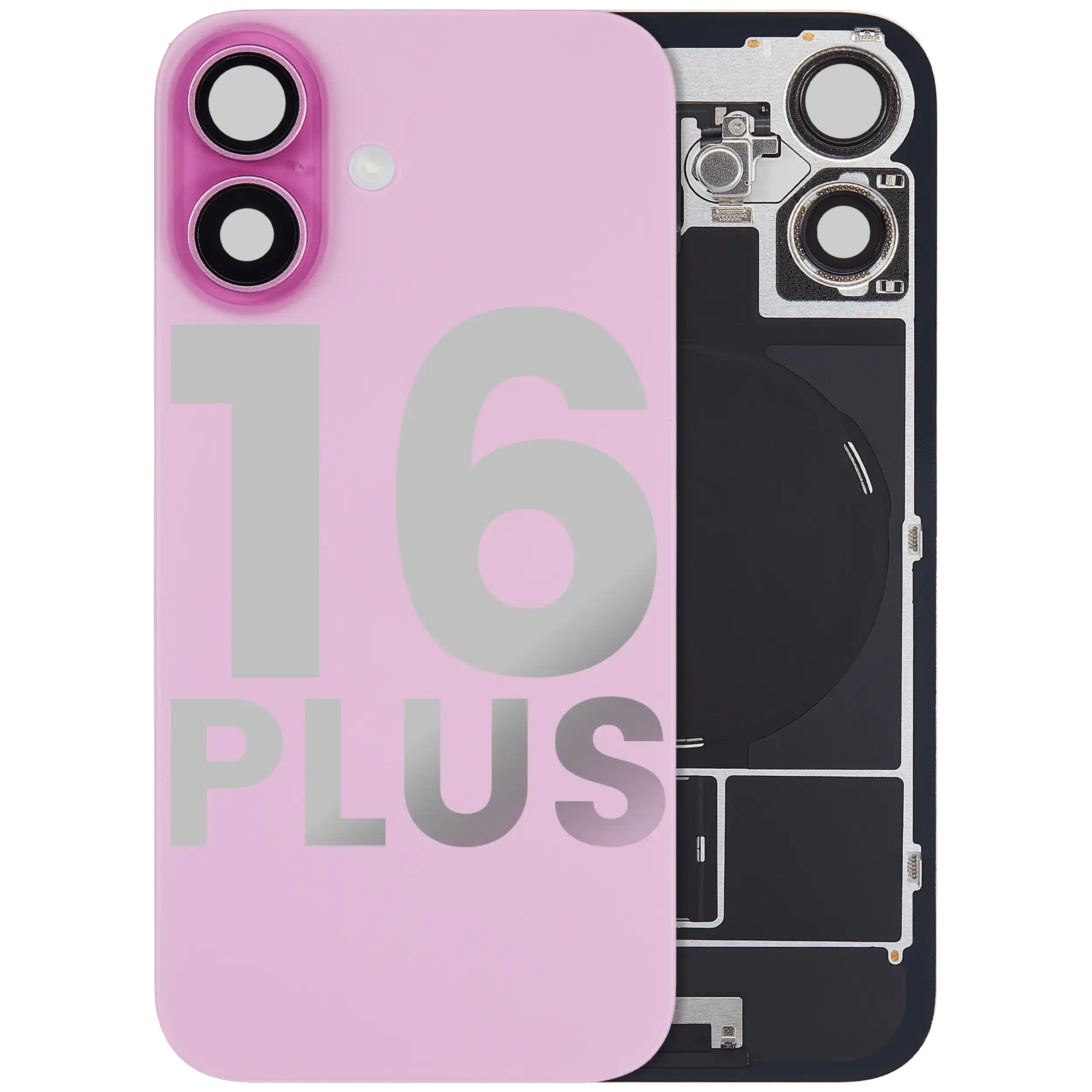 Vetro posteriore con magnete MagSafe, NFC e flat flash per iPhone 16 Plus (Used Service Pack Pull: grado A) (Rosa)