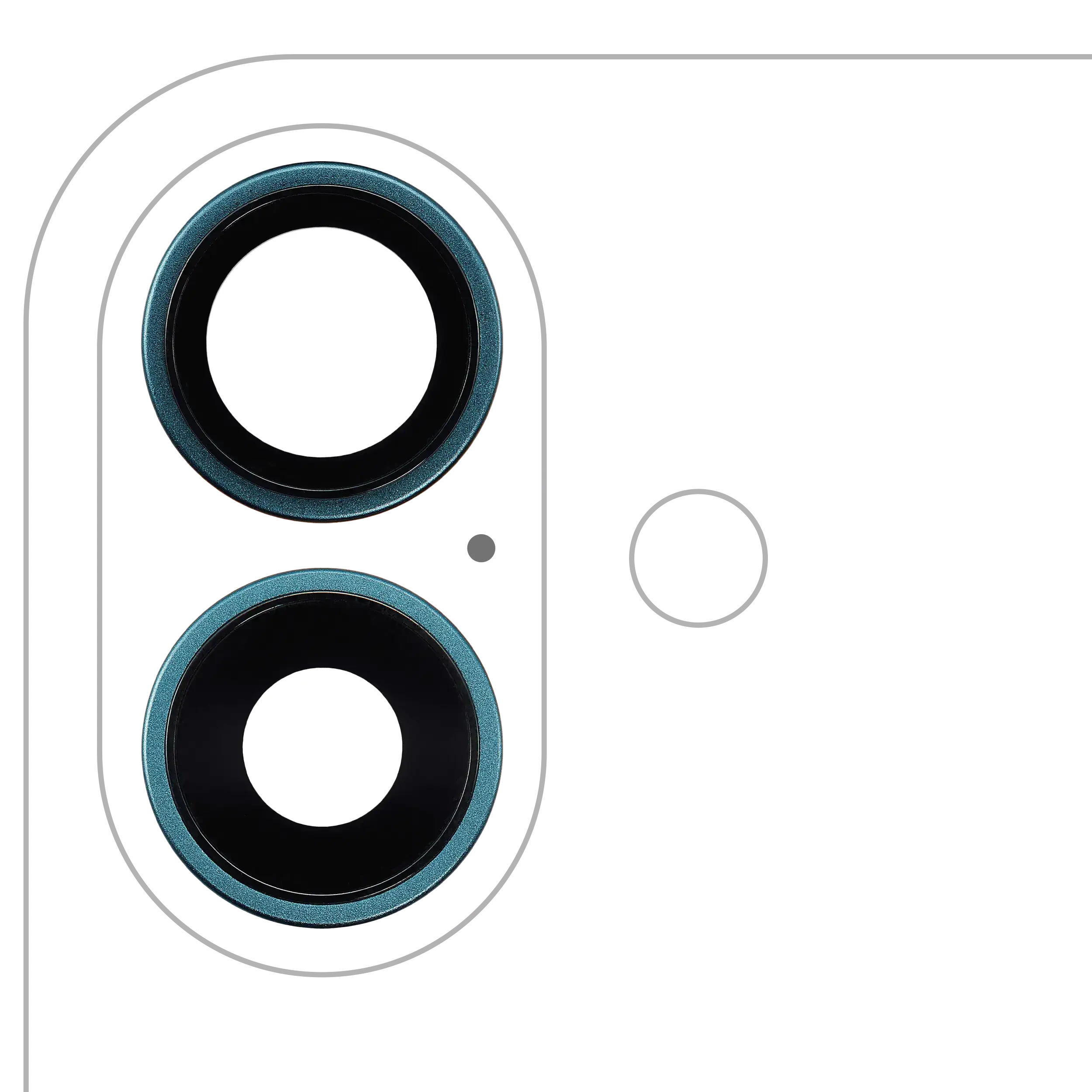 Lente fotocamera posteriore con staffa e Cornice per iPhone 16 / 16 Plus (Verde petrolio) (2 set pezzi) (Premium)