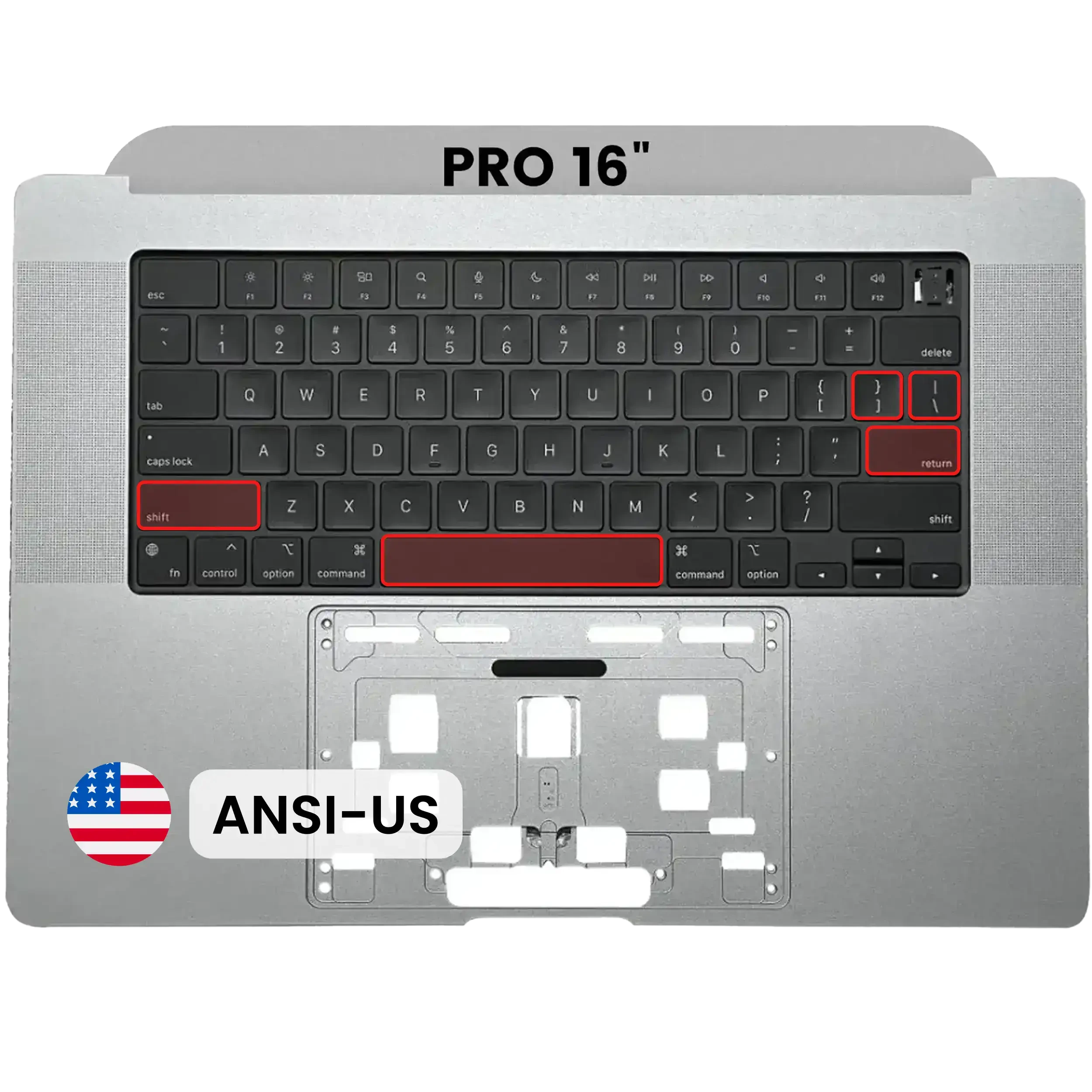 Top Case con tastiera (ANSI US) per MacBook Pro 16" A2991 (2023) (Grigio siderale)