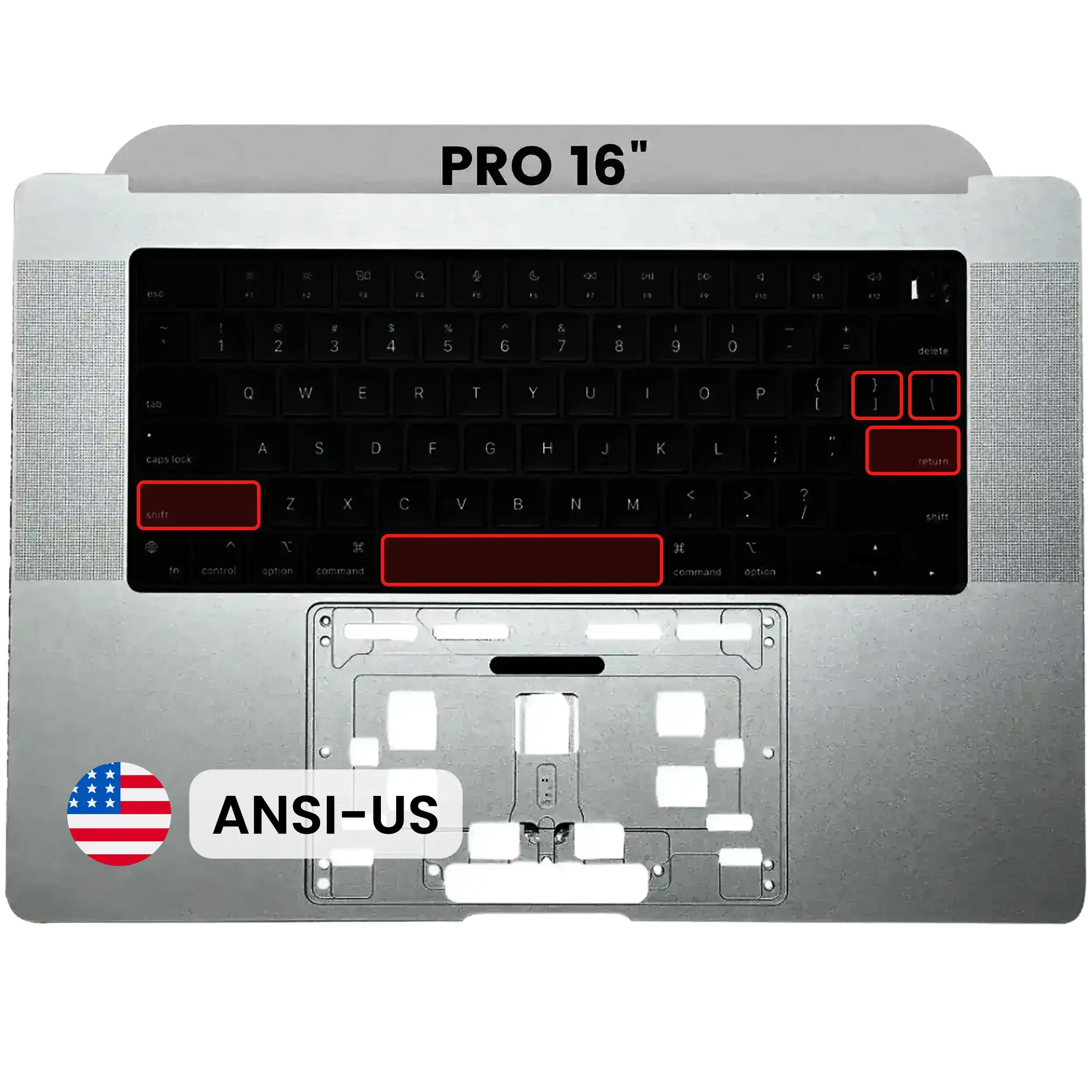 Top Case con tastiera (ANSI US) per MacBook Pro 16" A2991 (2023) (Argento)