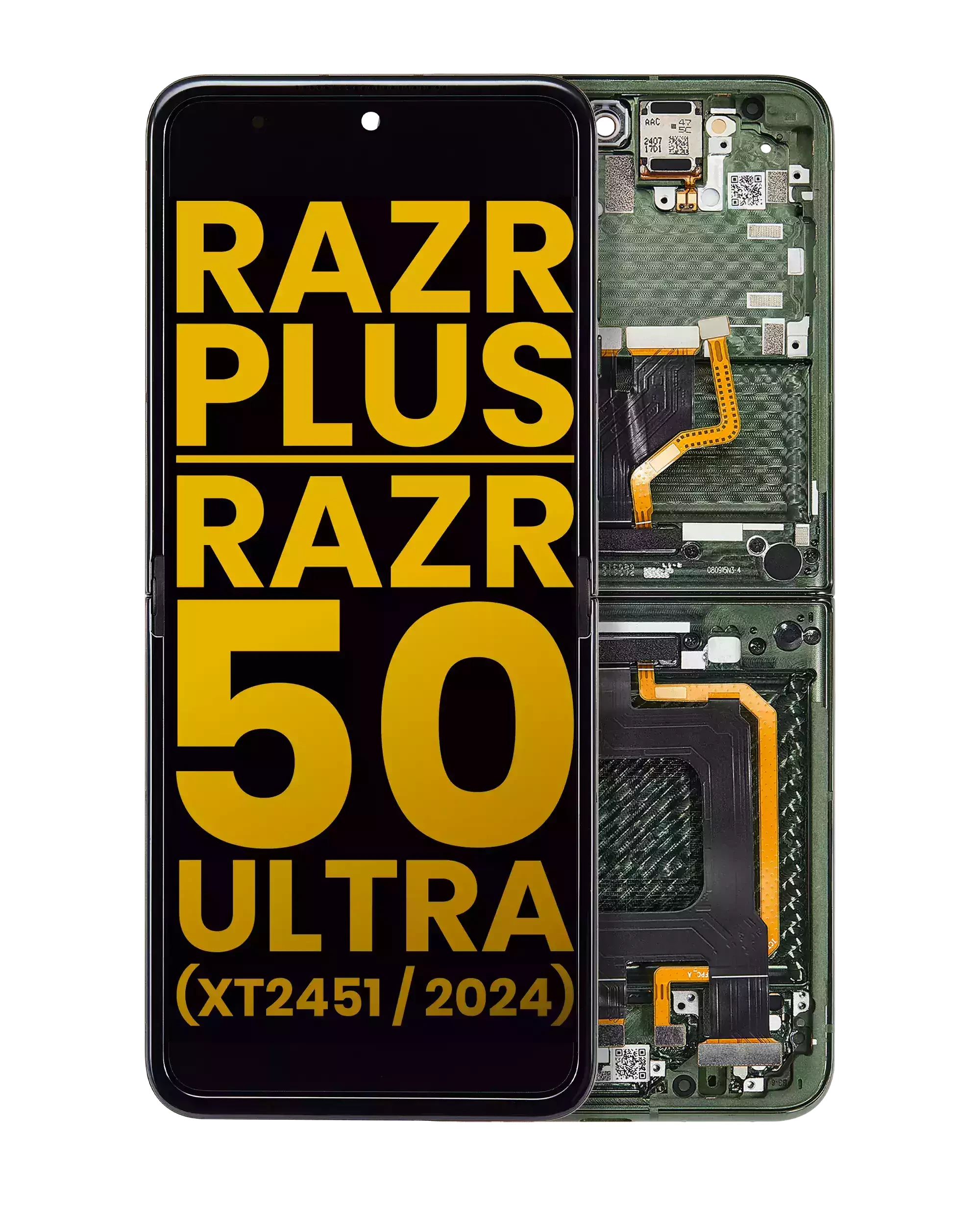 Inner Display OLED completo con Frame per Motorola Razr Plus 2024 / Razr 50 Ultra (XT2451 / 2024) / Razr Plus 2025 (XT2557) (Refurbished) (Spring Verde)