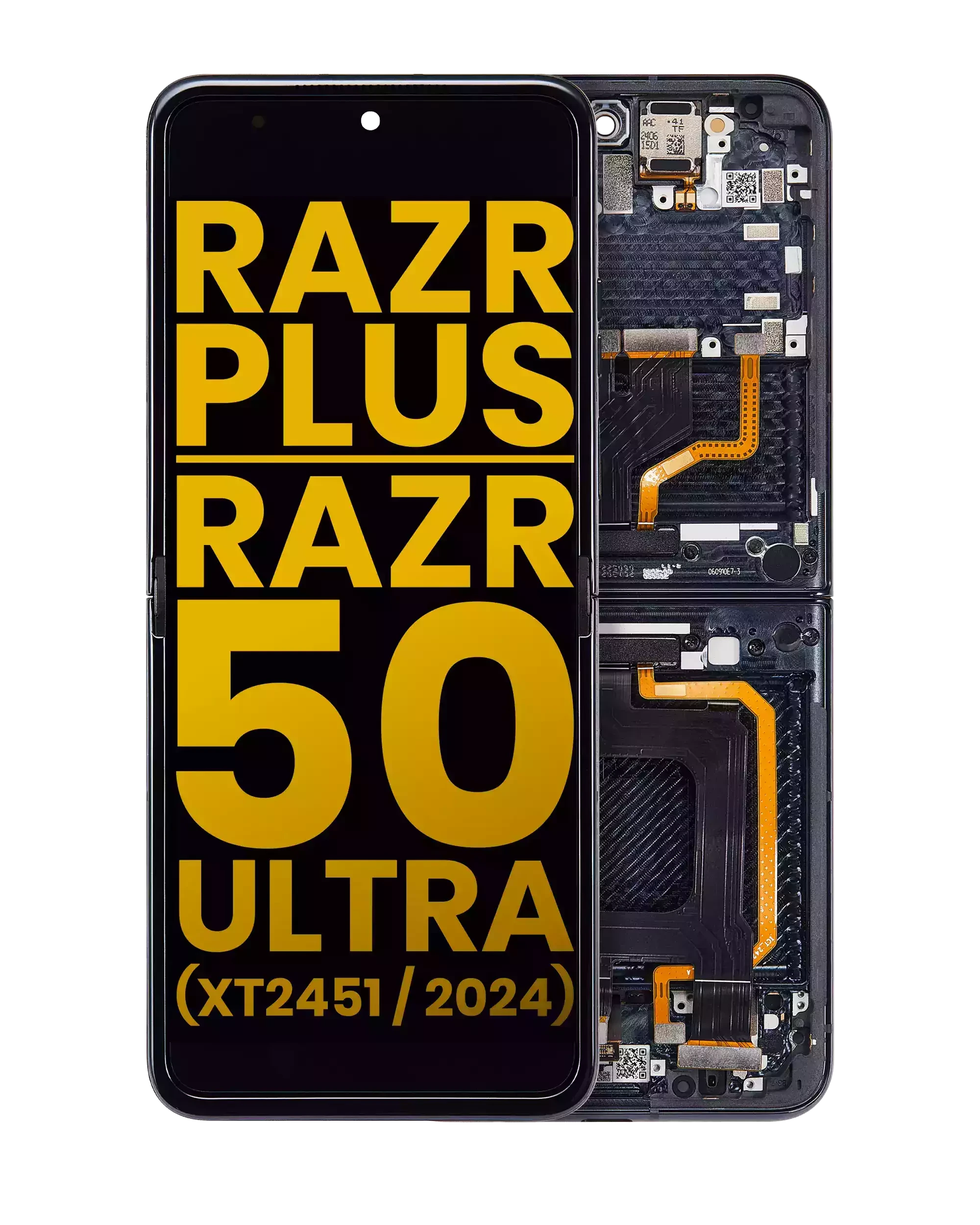 Inner Display OLED completo con Frame per Motorola Razr Plus 2024 / Razr 50 Ultra (XT2451 / 2024) / Razr Plus 2025 (XT2557) (Refurbished) (Mezzanotte Blu)
