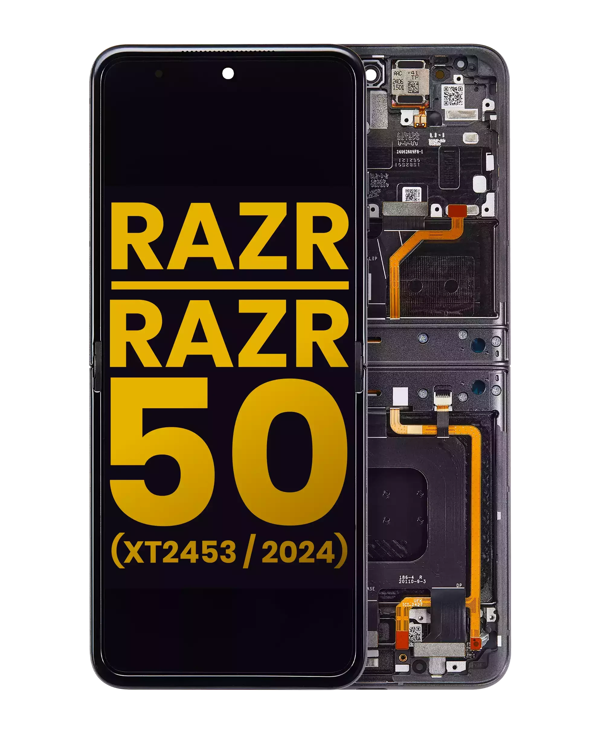 Main Display OLED completo con Frame per Motorola Razr 2024 / Razr 50 (XT2453 / 2024) (Refurbished) (Koala Grigio)