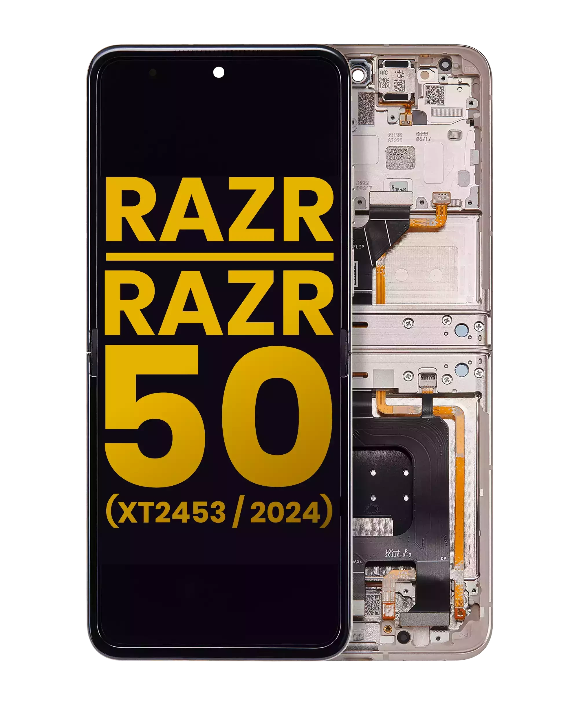 Main Display OLED completo con Frame per Motorola Razr 2024 / Razr 50 (XT2453 / 2024) (Refurbished) (Beach Sand)