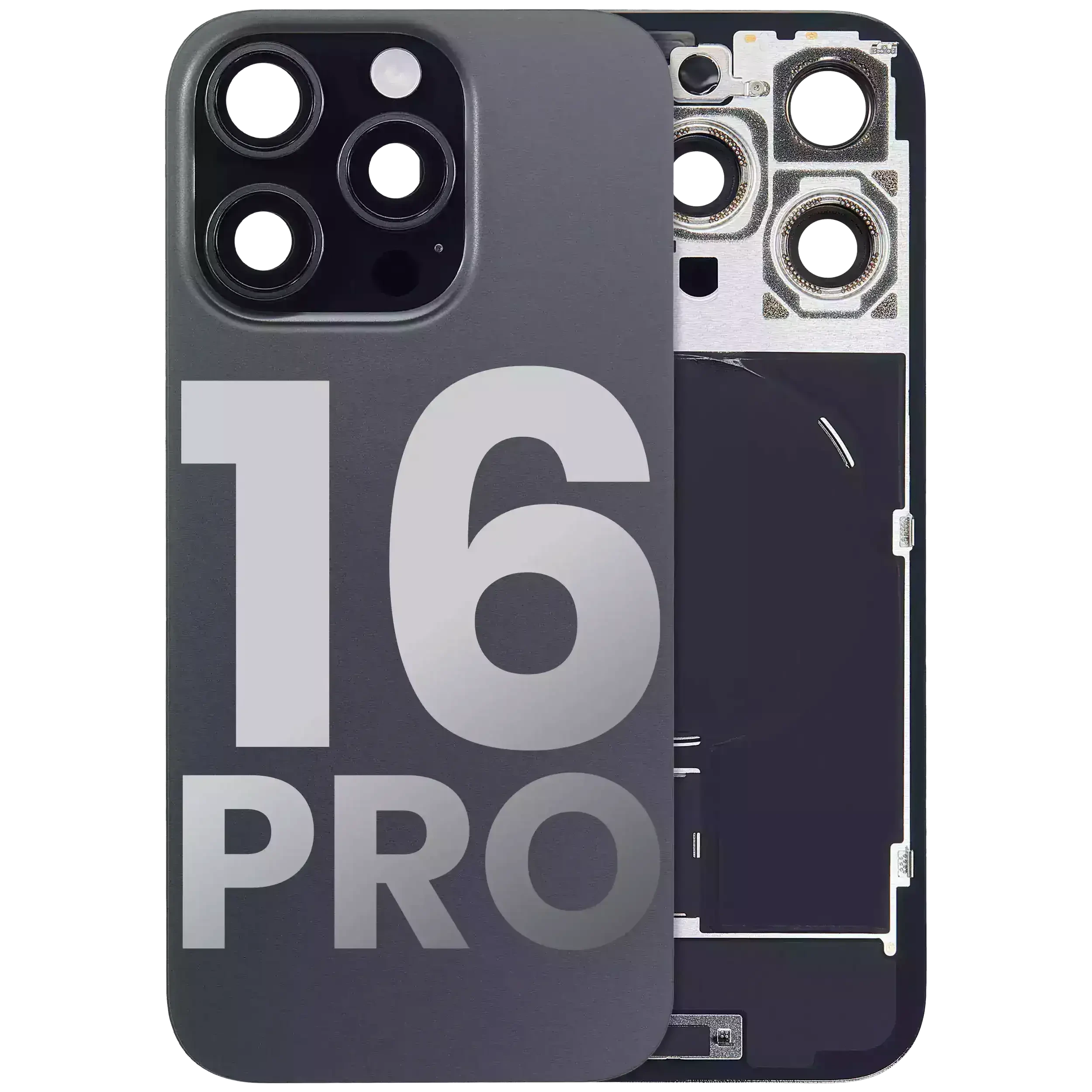 Vetro posteriore con magnete MagSafe, NFC e flat flash per iPhone 16 Pro (Used Service Pack Pull: grado A) (Titanio nero)