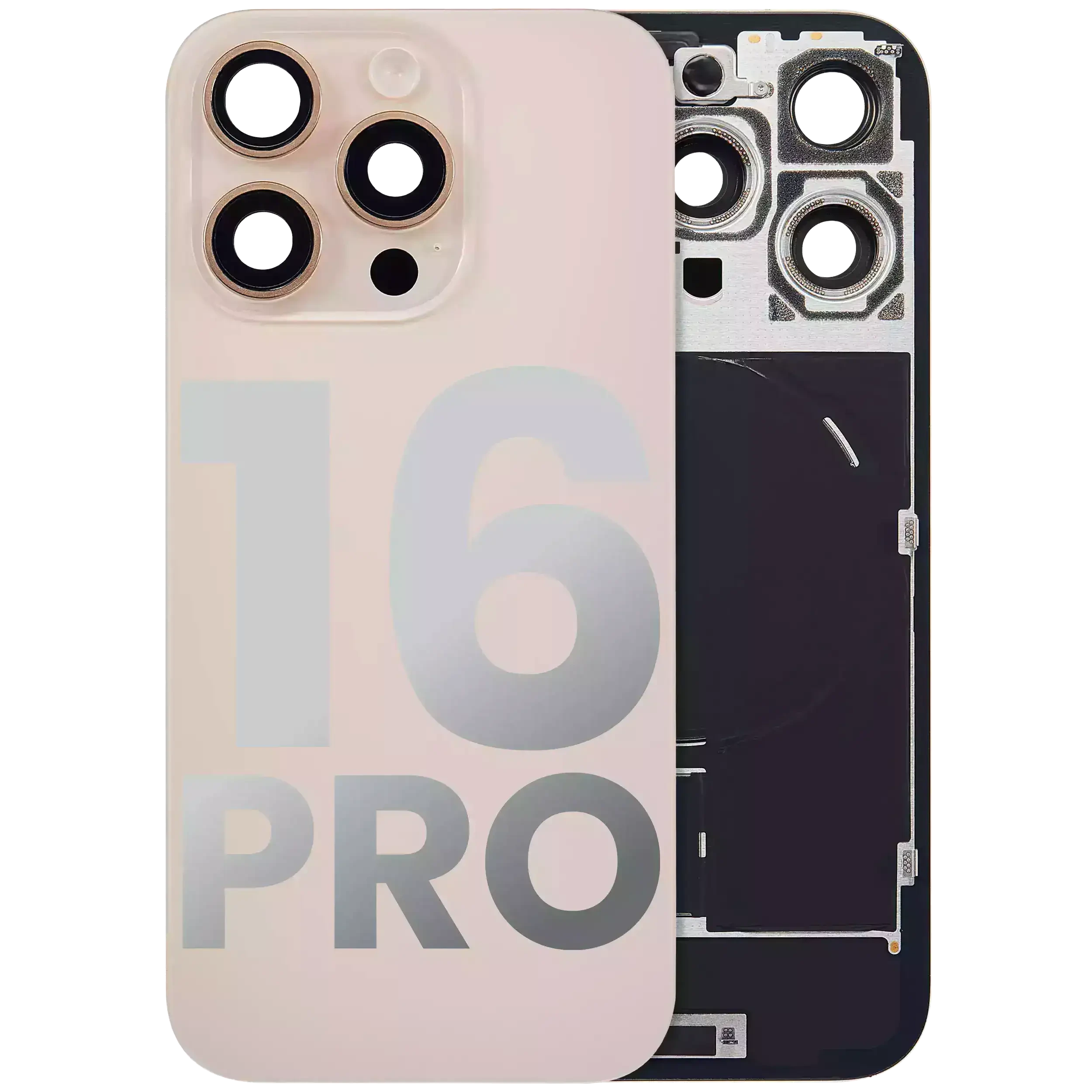Vetro posteriore con magnete MagSafe, NFC e flat flash per iPhone 16 Pro (Used Service Pack Pull: grado A) (Titanio sabbia)