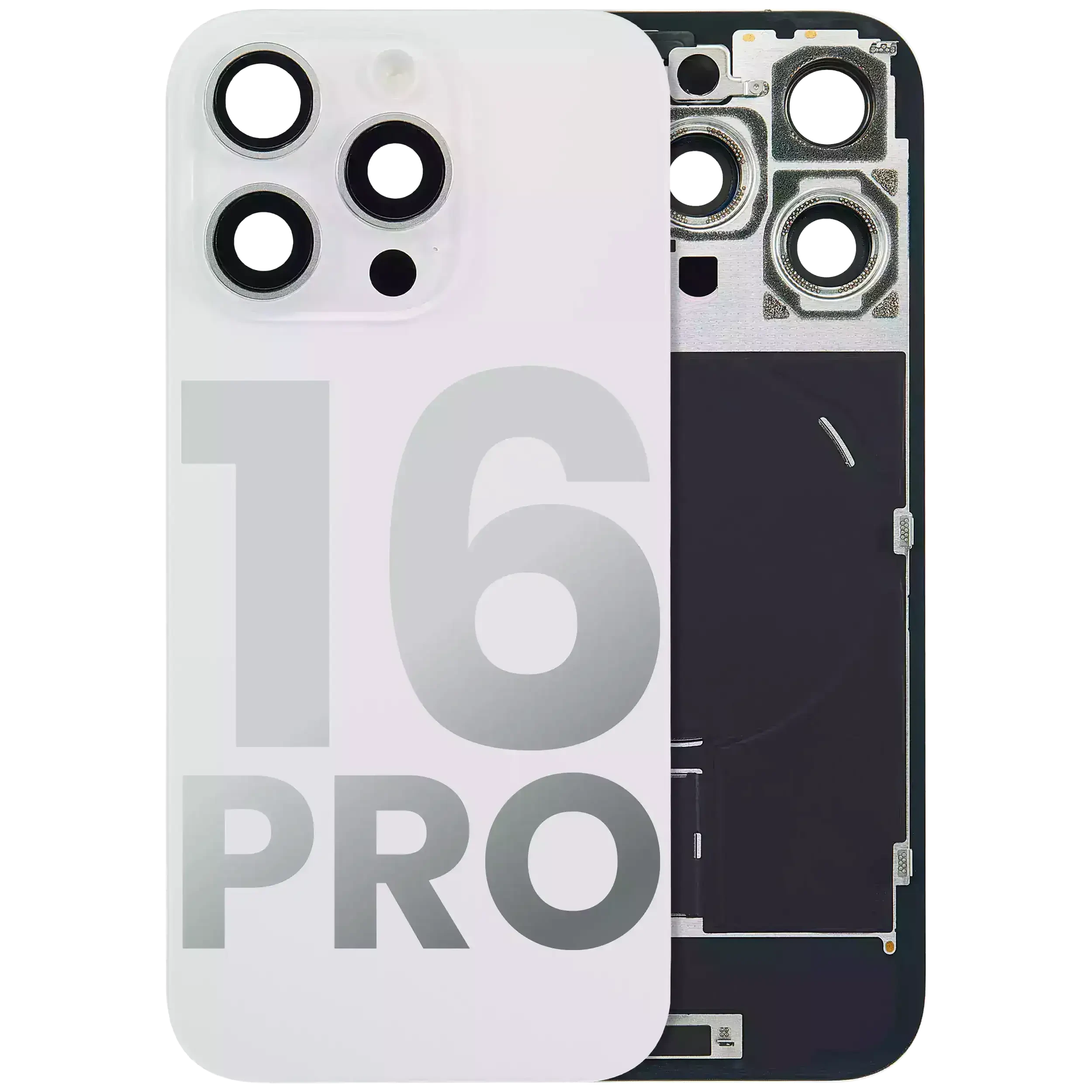 Vetro posteriore con magnete MagSafe, NFC e flat flash per iPhone 16 Pro (Used Service Pack Pull: grado A) (Titanio bianco)
