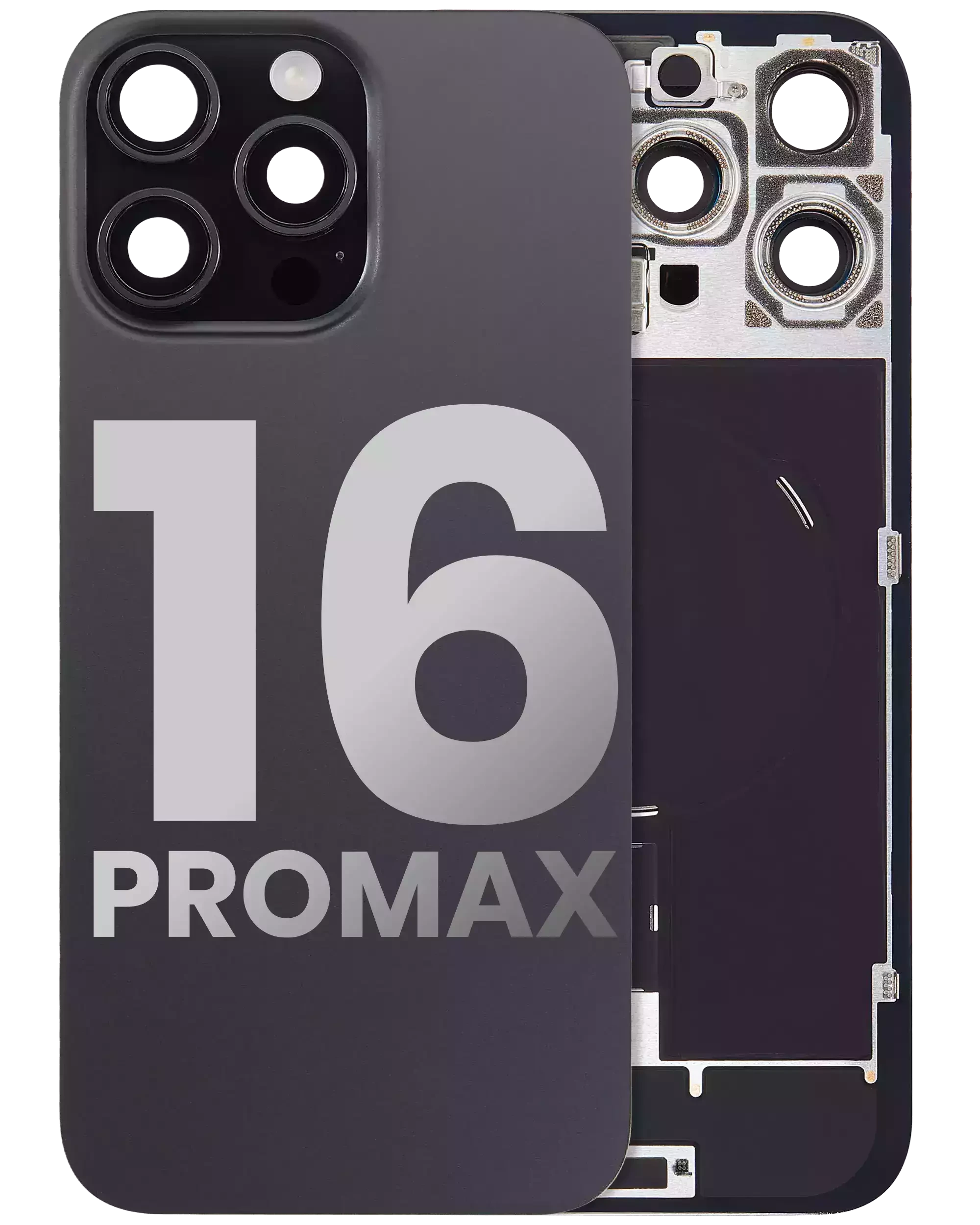 Vetro posteriore con magnete MagSafe, NFC e flat flash per iPhone 16 Pro Max (Used Service Pack Pull: grado A) (Titanio nero)