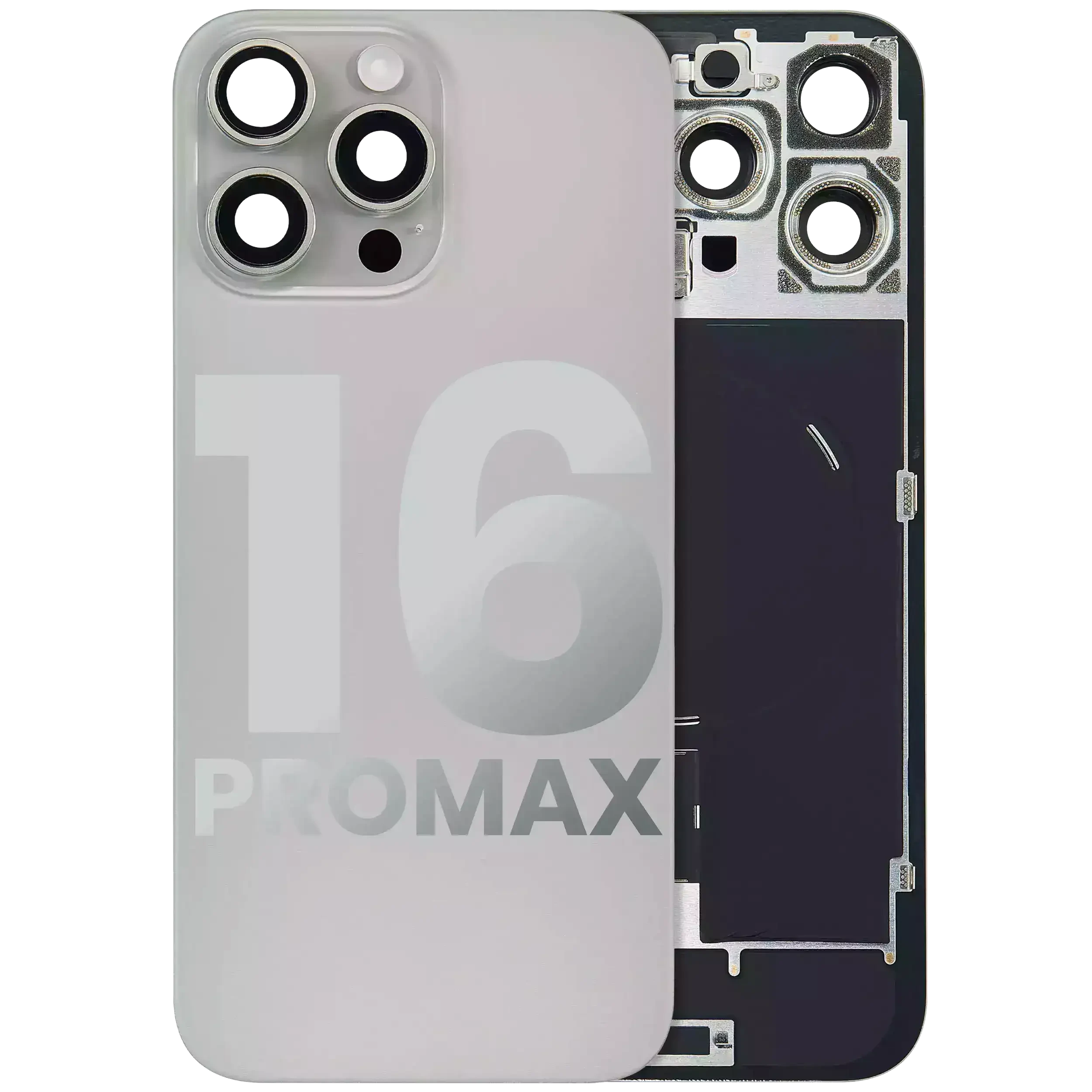 Vetro posteriore con magnete MagSafe, NFC e flat flash per iPhone 16 Pro Max (Used Service Pack Pull: grado A) (Titanio naturale)