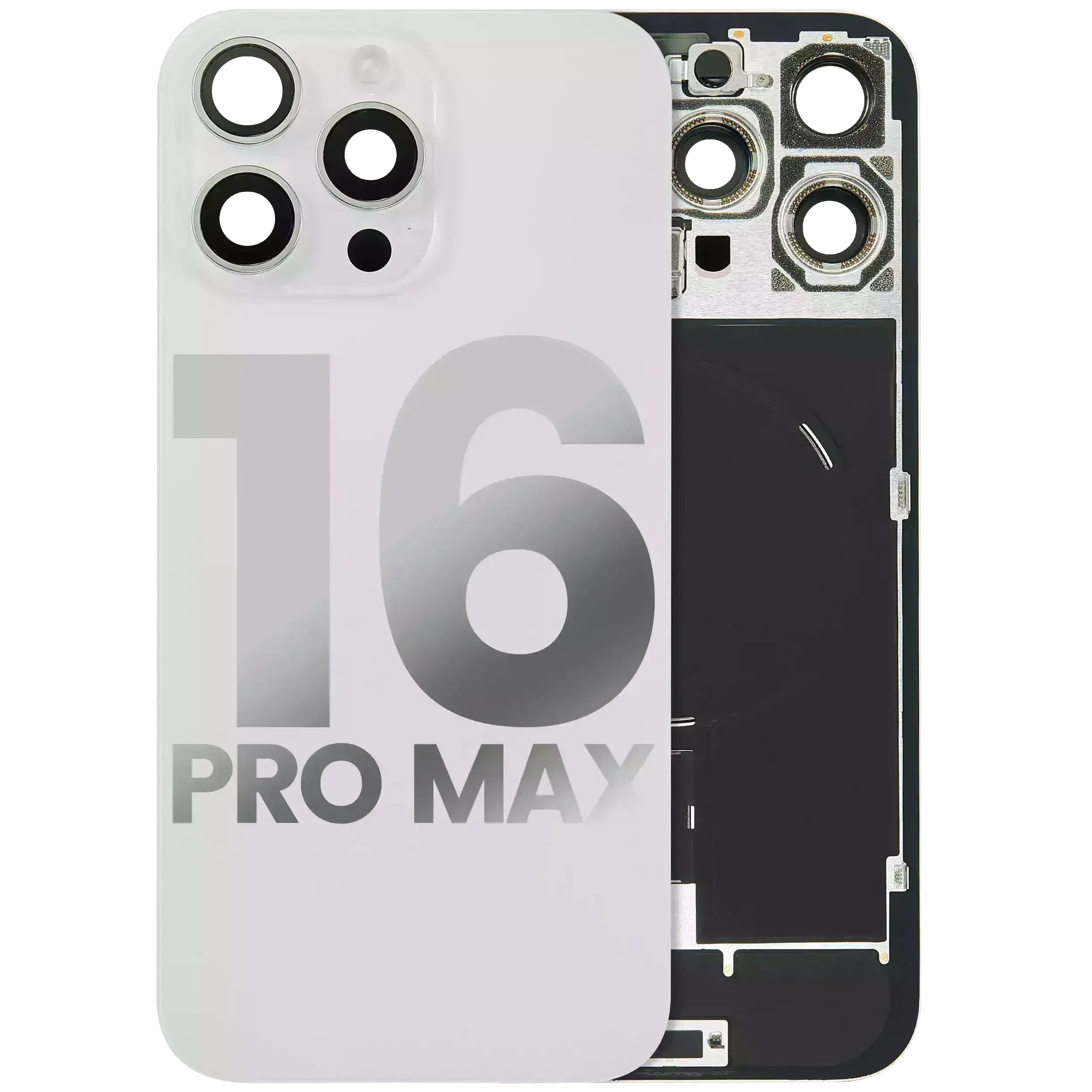 Vetro posteriore con magnete MagSafe, NFC e flat flash per iPhone 16 Pro Max (Used Service Pack Pull: grado A) (Titanio bianco)