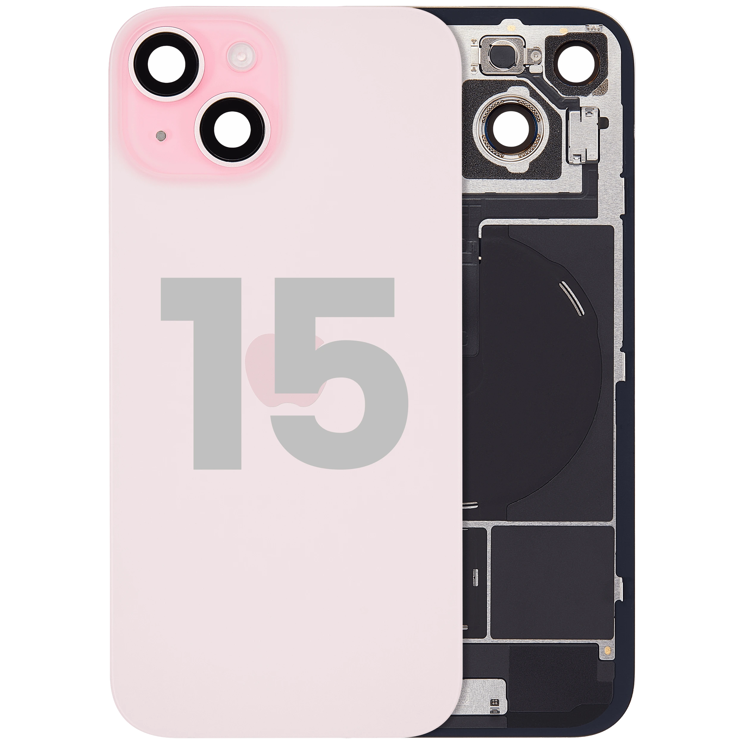 Vetro posteriore con magnete MagSafe, NFC e flat flash per iPhone 15 (Used Service Pack Pull: Grade B) (Rosa)