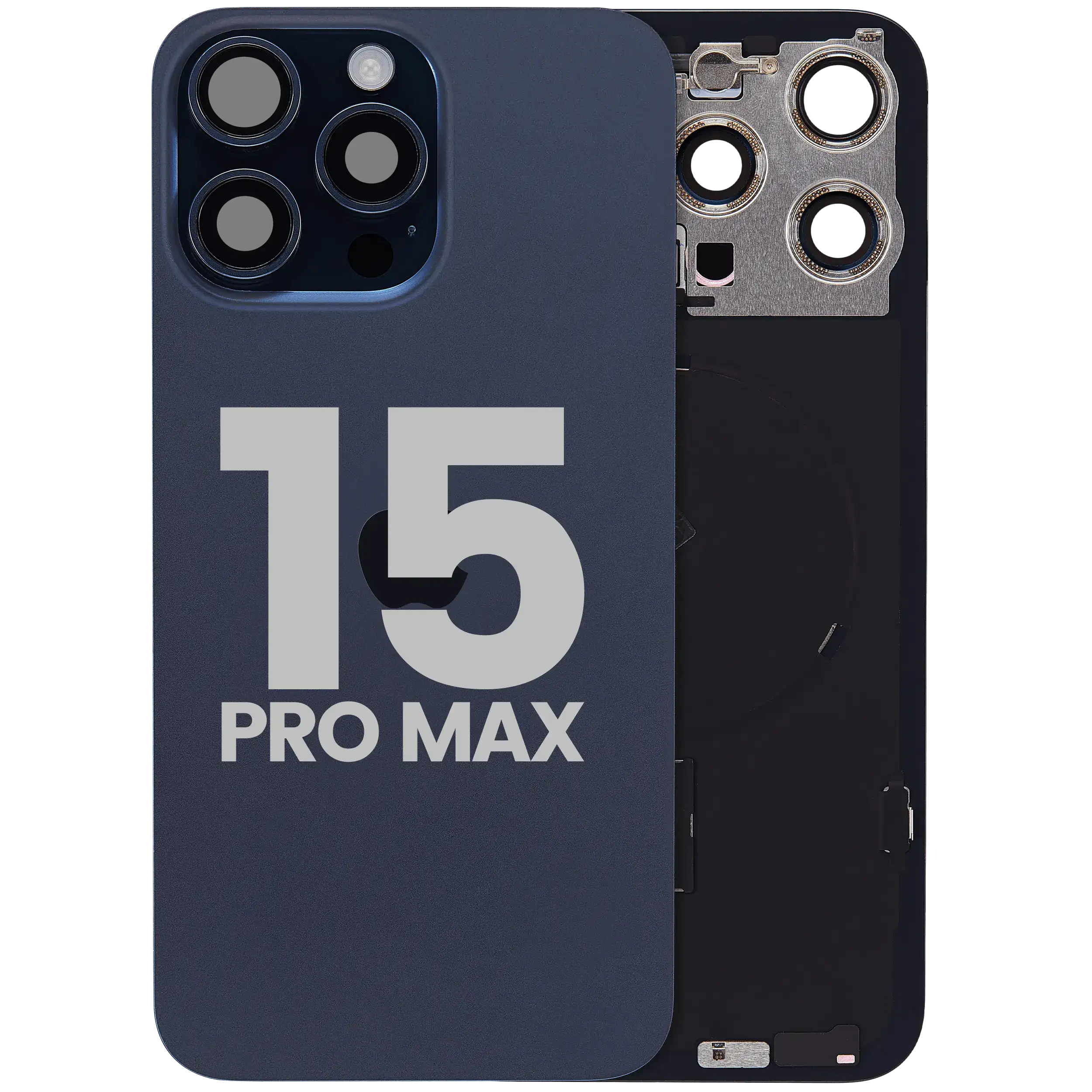 Vetro posteriore con magnete MagSafe, NFC e flat flash per iPhone 15 Pro Max (Used Service Pack Pull: Grade B) (Titanio blu)