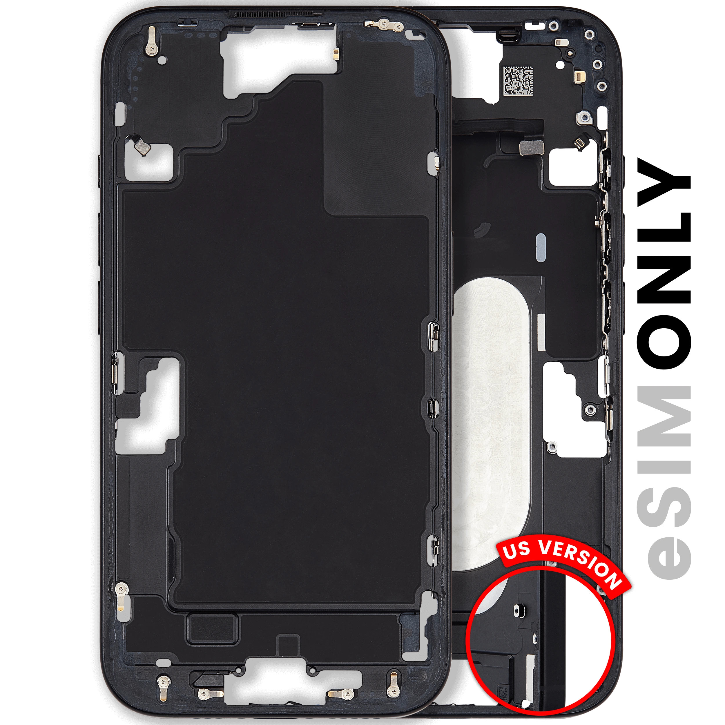 Frame centrale W/ Minuteria per iPhone 16 (US Version) (Used Service Pack Pull: grado A) (Nero)
