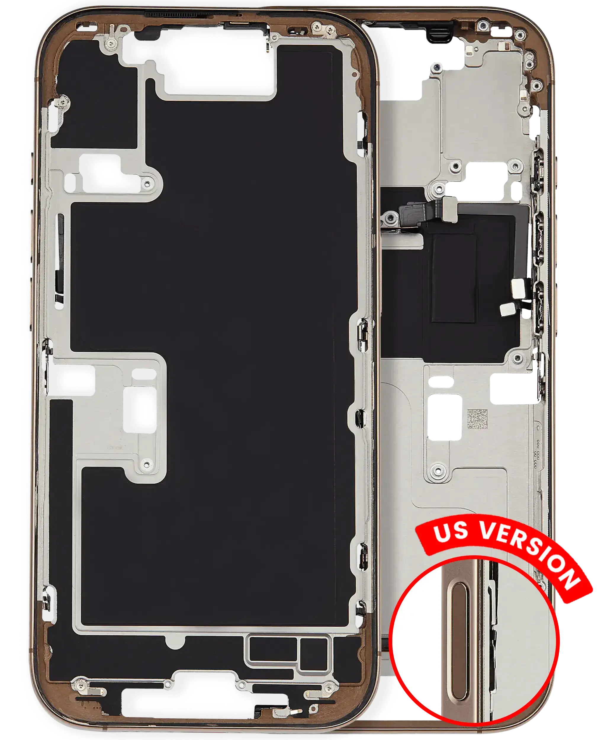 Frame centrale W/ Minuteria per iPhone 16 Pro (US Version) (Used Service Pack Pull: grado A) (Titanio sabbia)