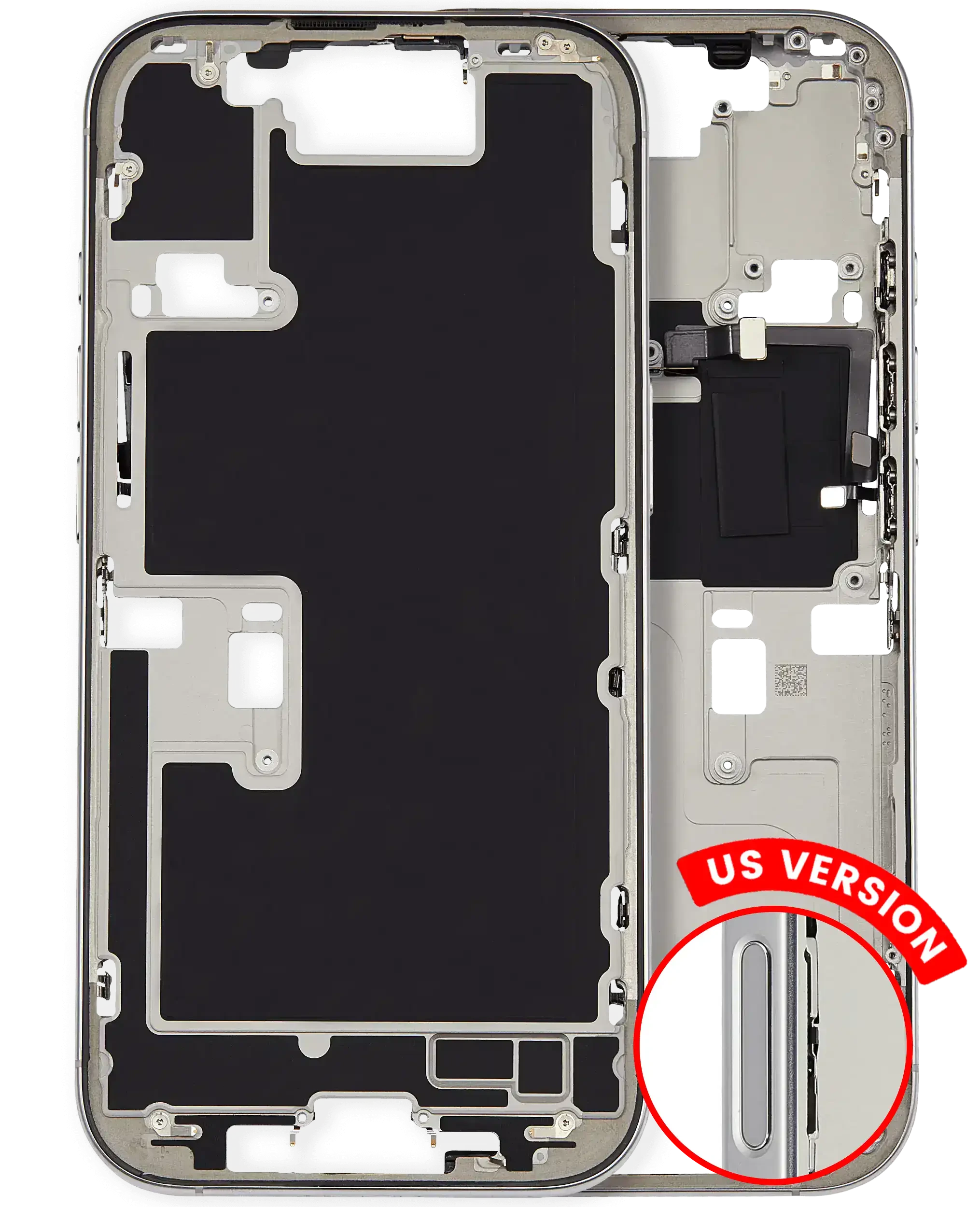 Frame centrale W/ Minuteria per iPhone 16 Pro (US Version) (Used Service Pack Pull: grado A) (Titanio bianco)