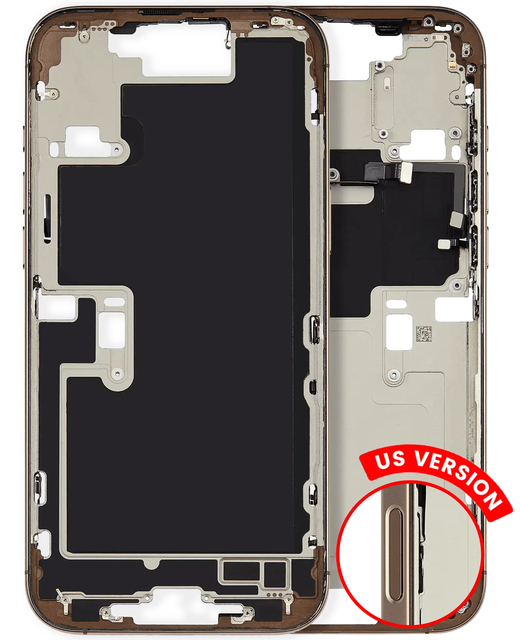 Frame centrale W/ Minuteria per iPhone 16 Pro Max (US Version) (Used Service Pack Pull: grado A) (Titanio sabbia)
