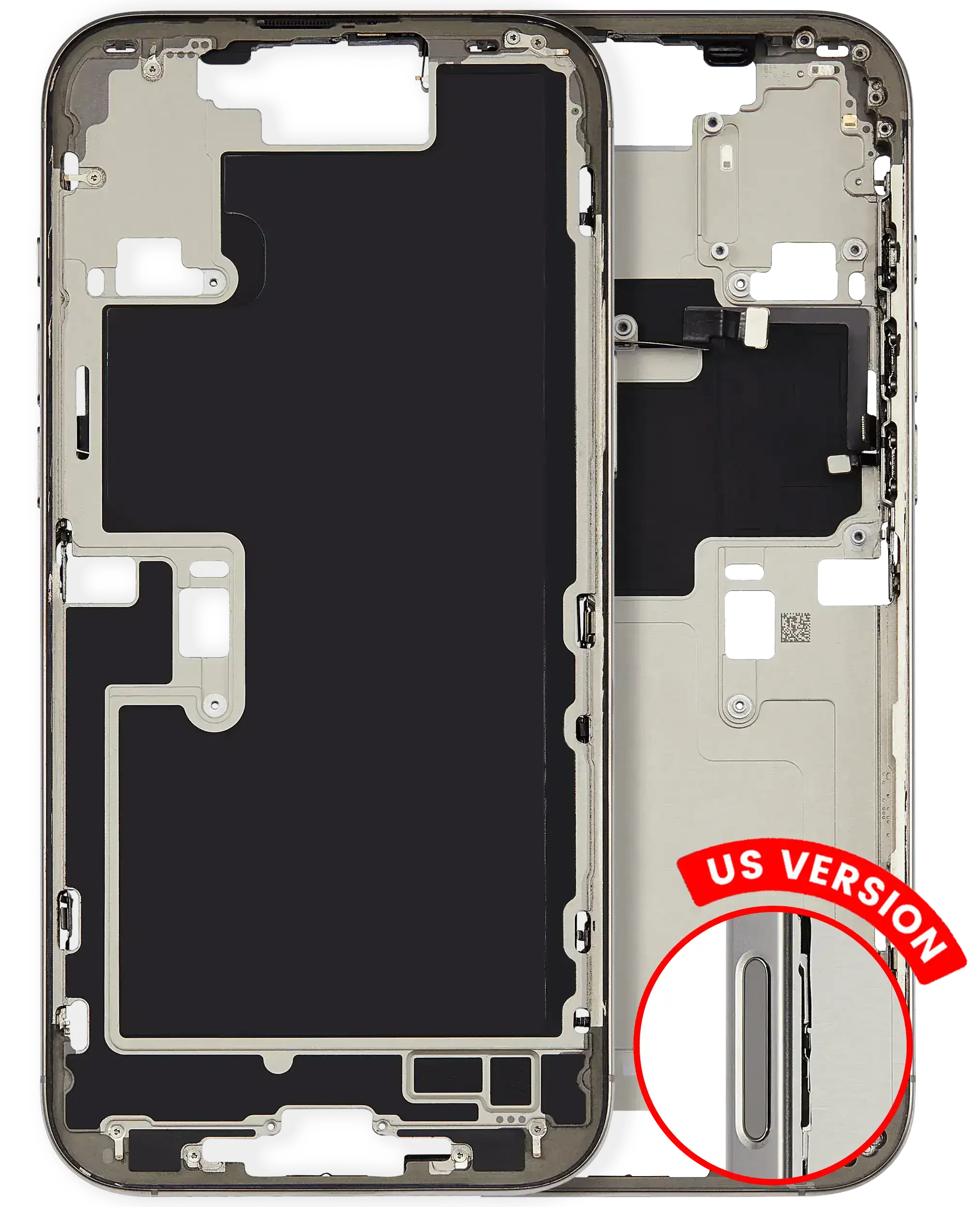 Frame centrale W/ Minuteria per iPhone 16 Pro Max (US Version) (Used Service Pack Pull: grado A) (Titanio naturale)