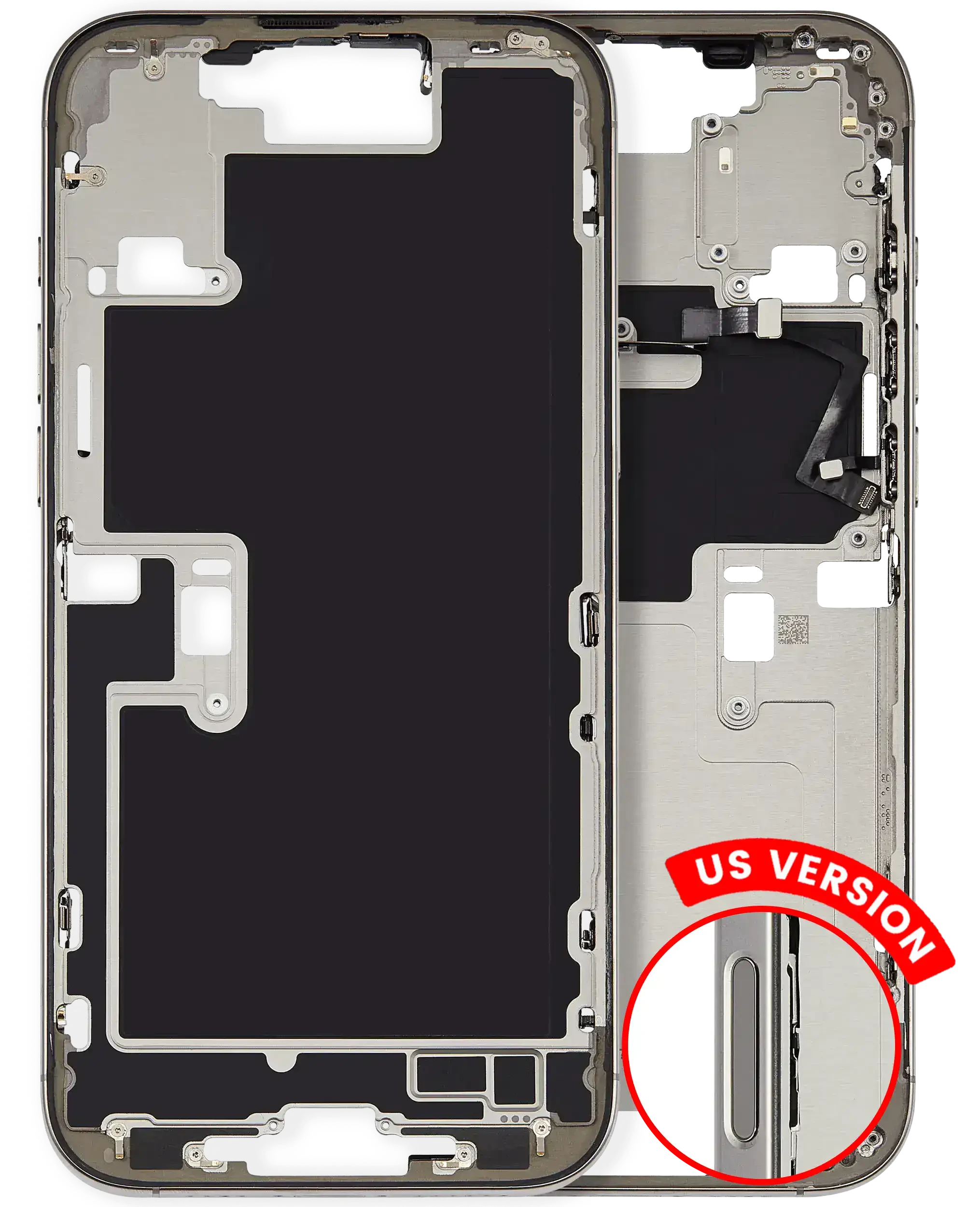 Frame centrale W/ Minuteria per iPhone 16 Pro Max (US Version) (Used Service Pack Pull: grado A) (Titanio bianco)