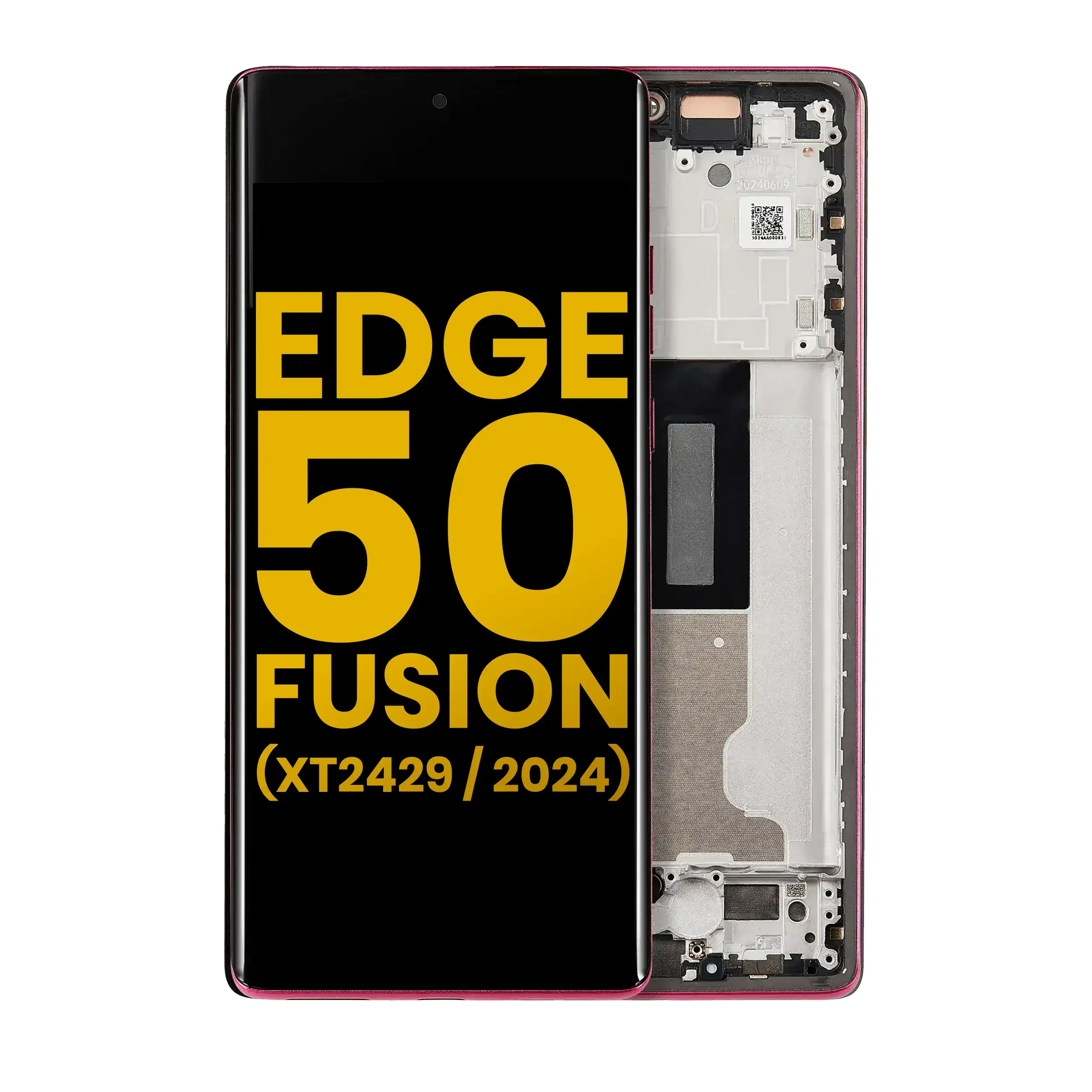 Display OLED completo con Frame per Motorola Moto Edge 50 Fusion 5G (XT2429 / 2024) (Refurbished) (Hot Rosa)