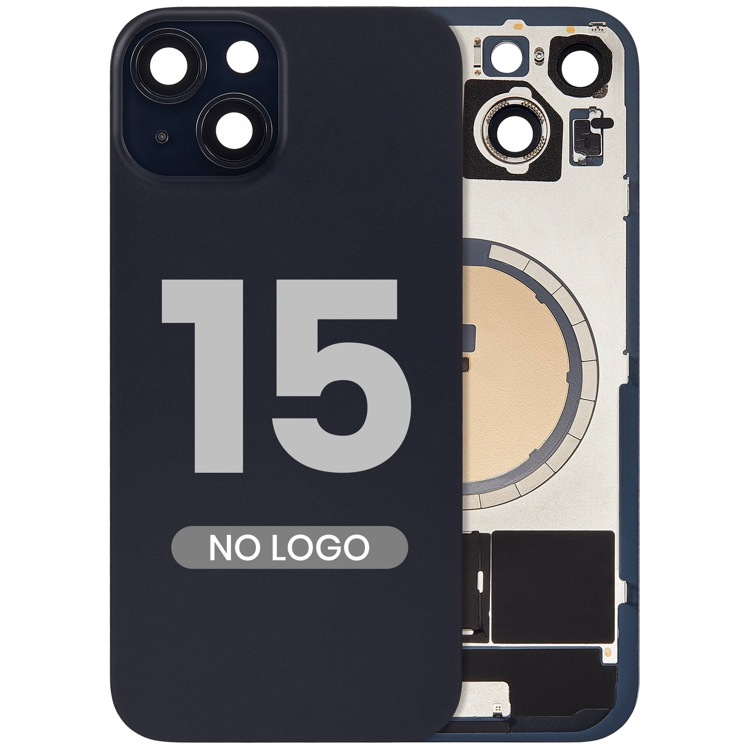 Vetro posteriore w/ magnete MagSafe per iPhone 15 (Aftermarket) (Nero) (No Logo)