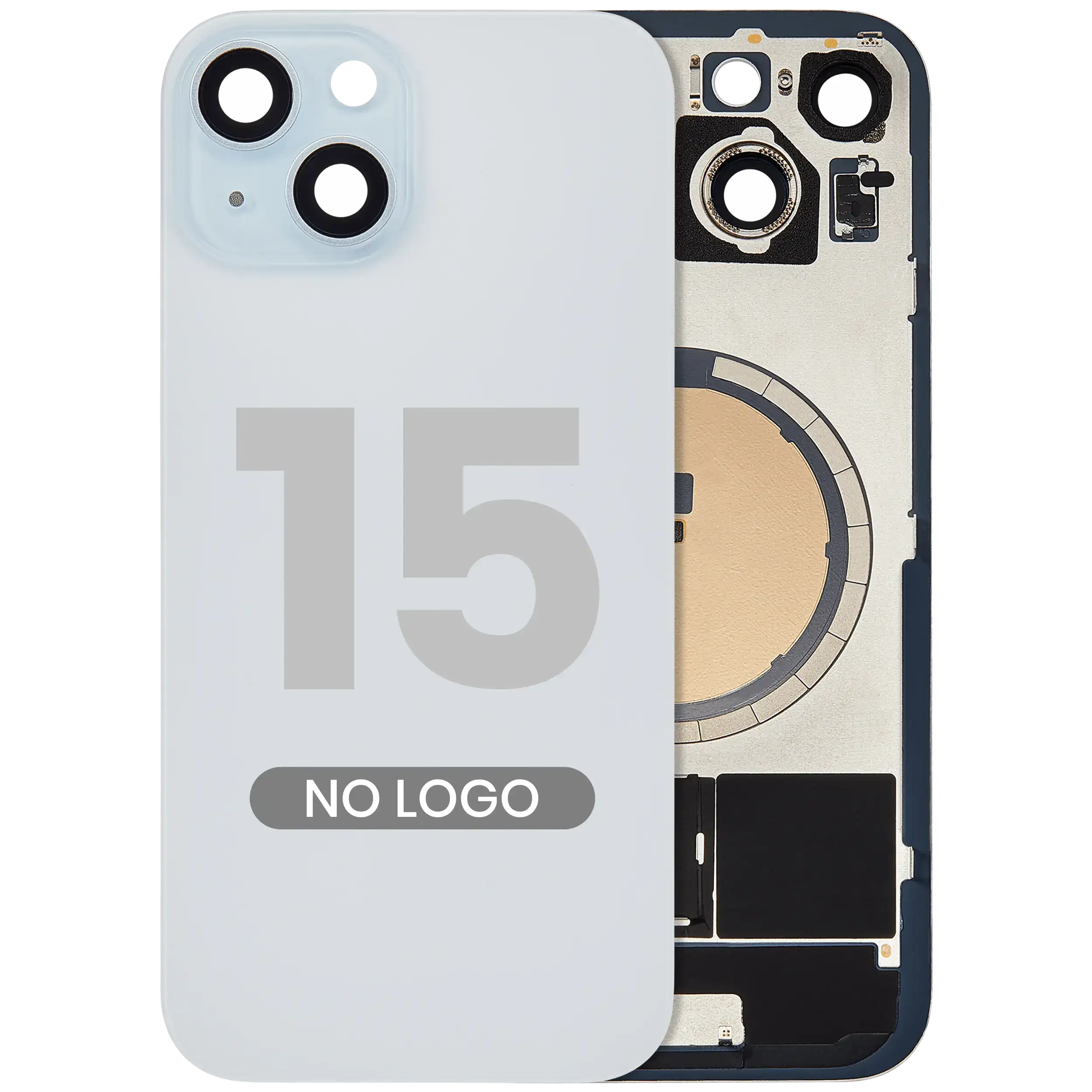 Vetro posteriore w/ magnete MagSafe per iPhone 15 (Aftermarket) (Blu) (No Logo)