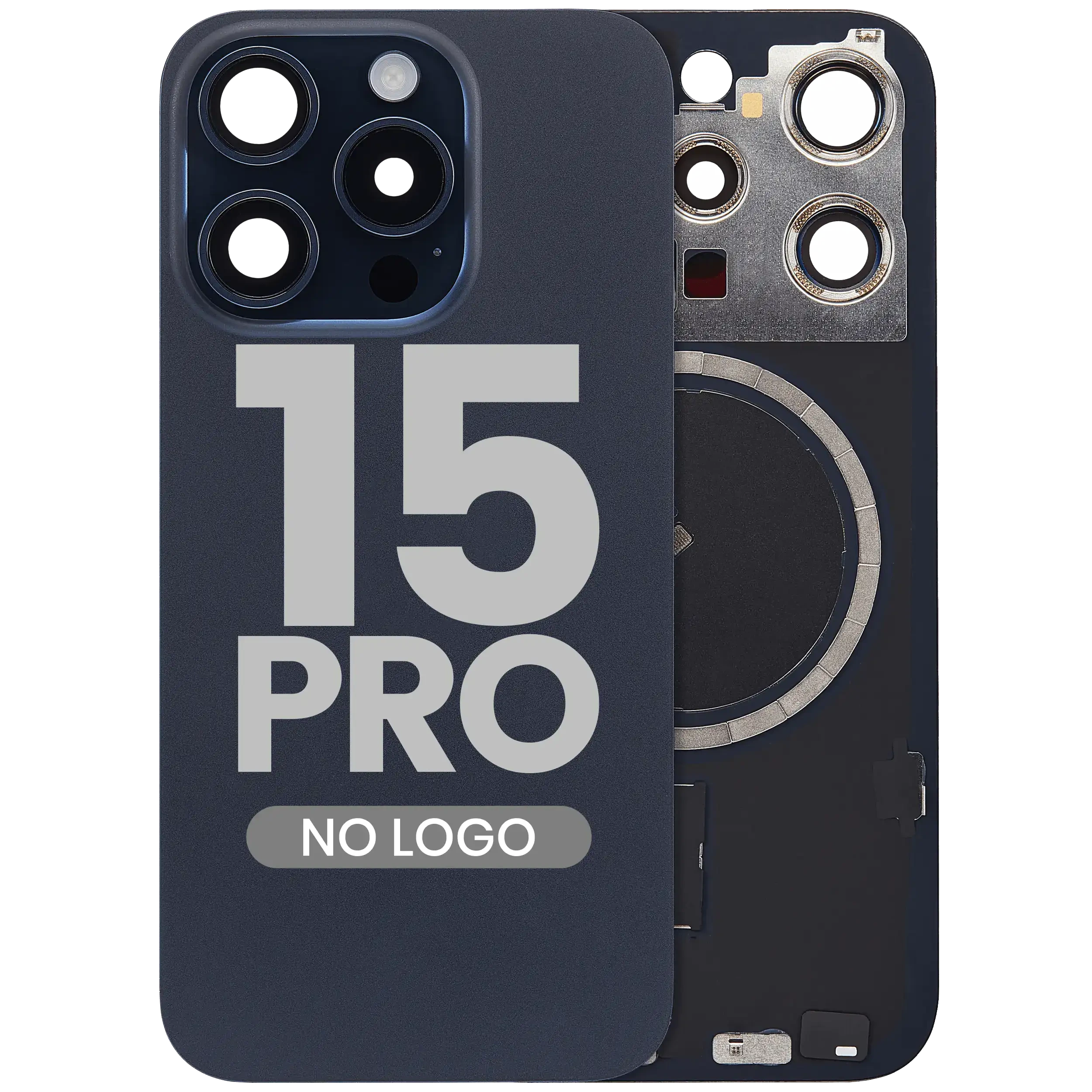Vetro posteriore w/ magnete MagSafe per iPhone 15 Pro (Aftermarket) (Titanio blu) (No Logo)