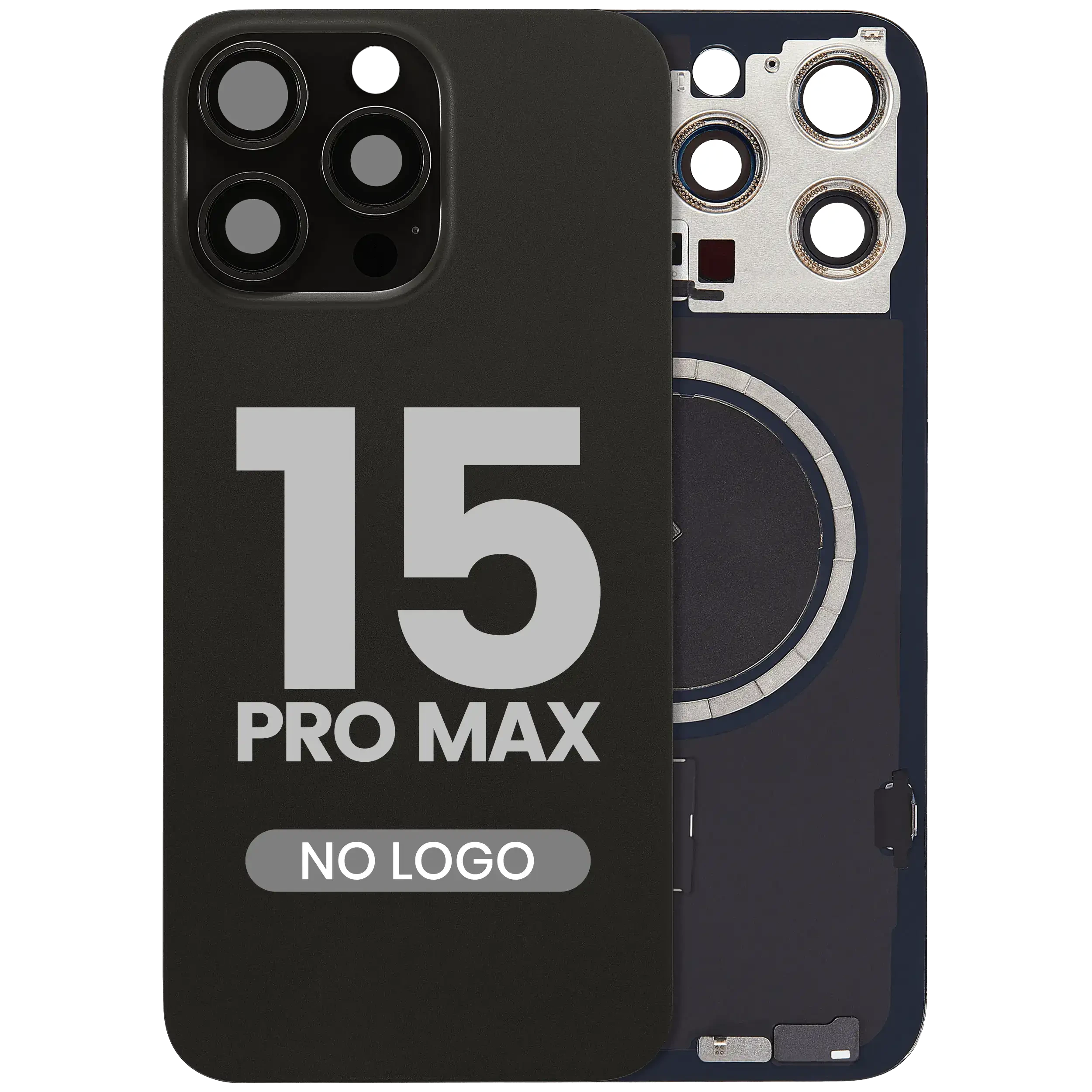 Vetro posteriore w/ magnete MagSafe per iPhone 15 Pro Max (Aftermarket) (Titanio nero) (No Logo)