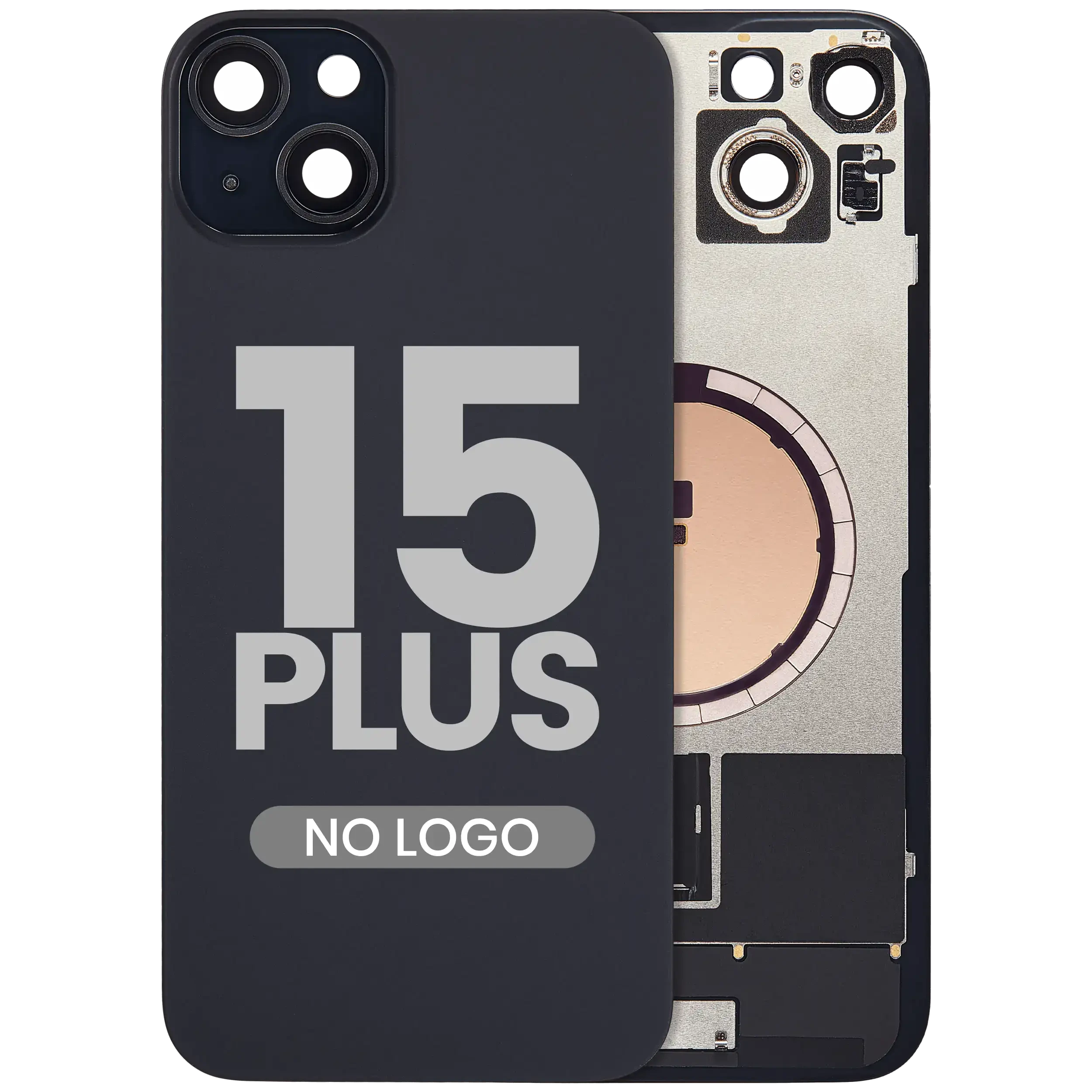 Vetro posteriore w/ magnete MagSafe per iPhone 15 Plus (Aftermarket) (Nero) (No Logo)