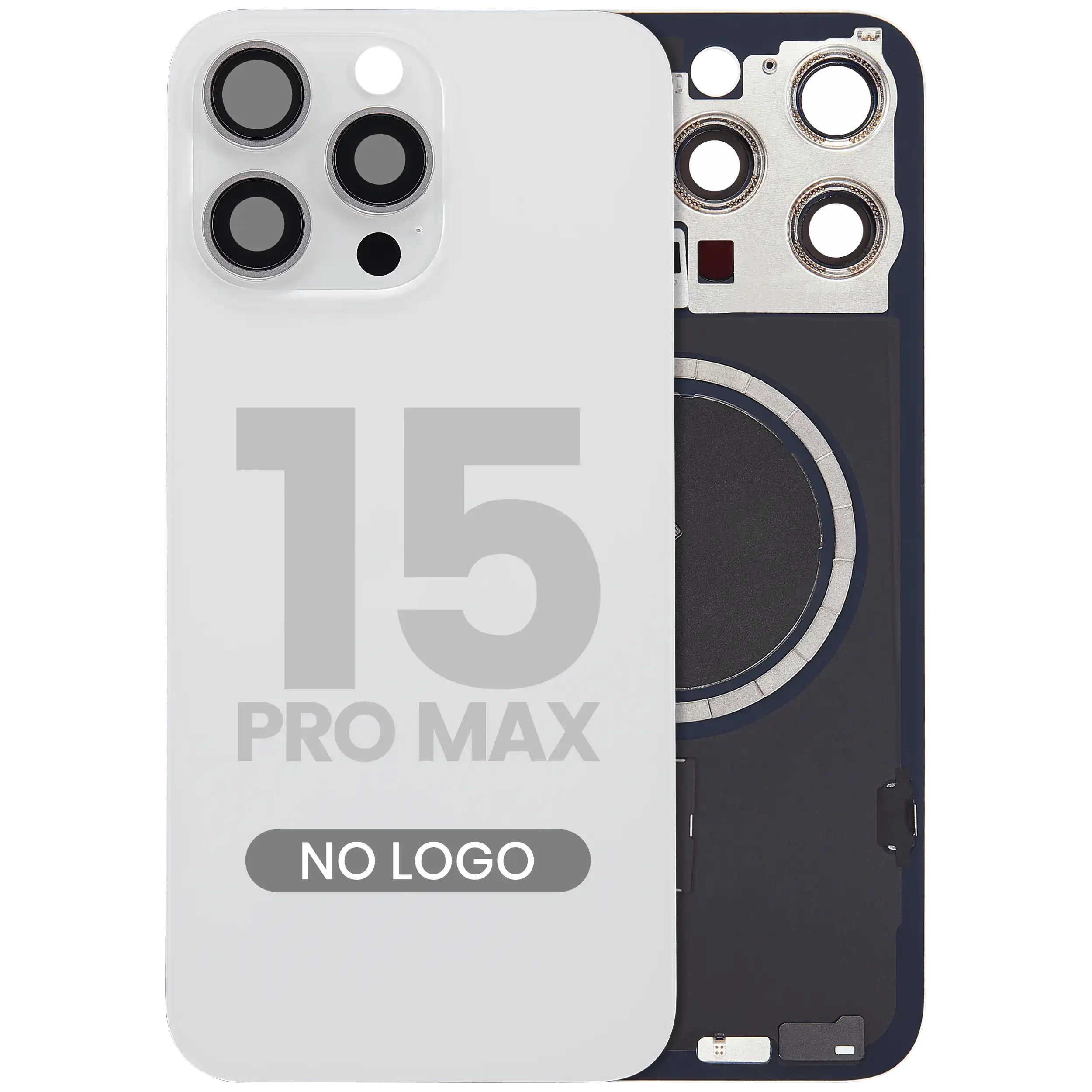 Vetro posteriore w/ magnete MagSafe per iPhone 15 Pro Max (Aftermarket) (Titanio bianco) (No Logo)