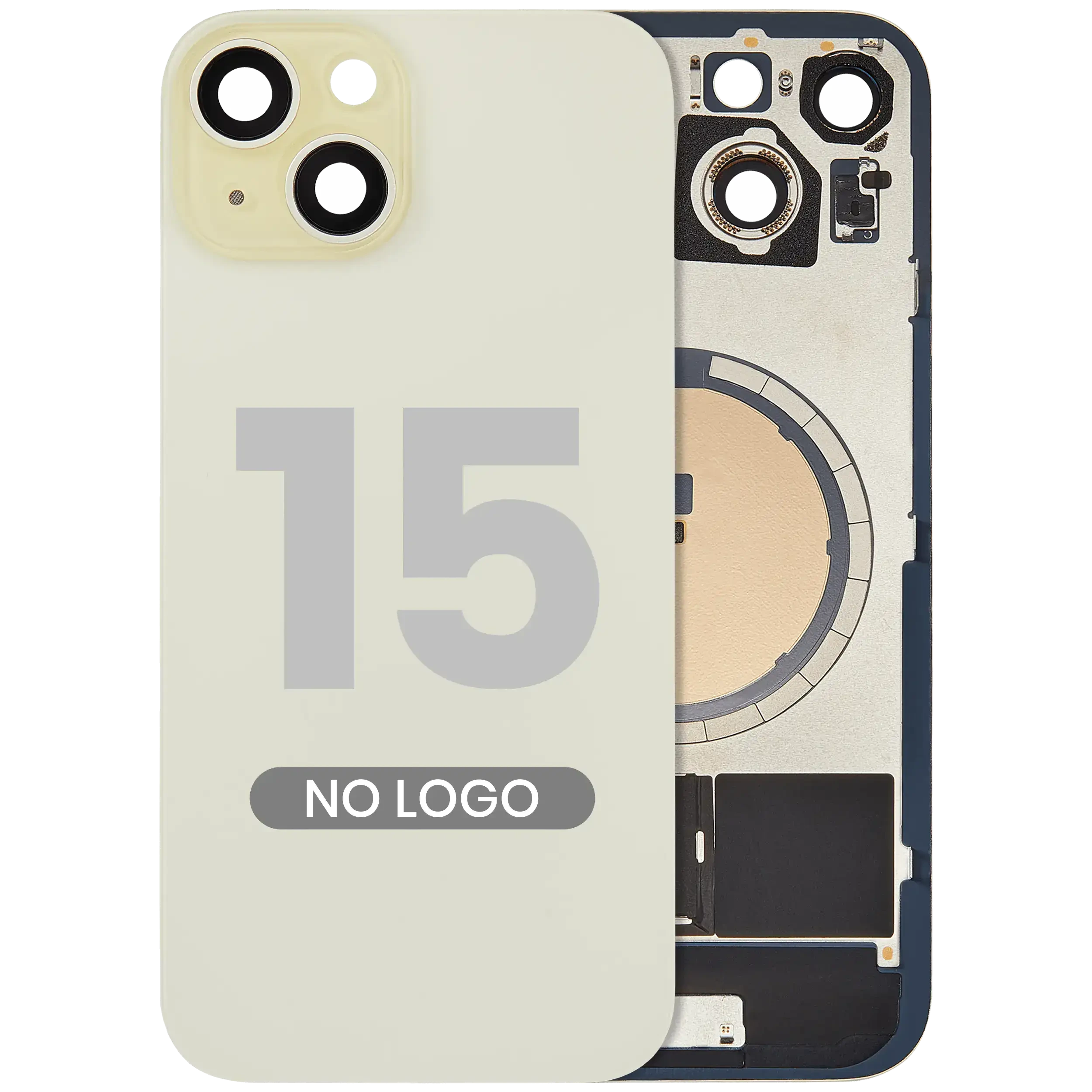 Vetro posteriore w/ magnete MagSafe per iPhone 15 (Aftermarket) (No Logo) (Giallo)