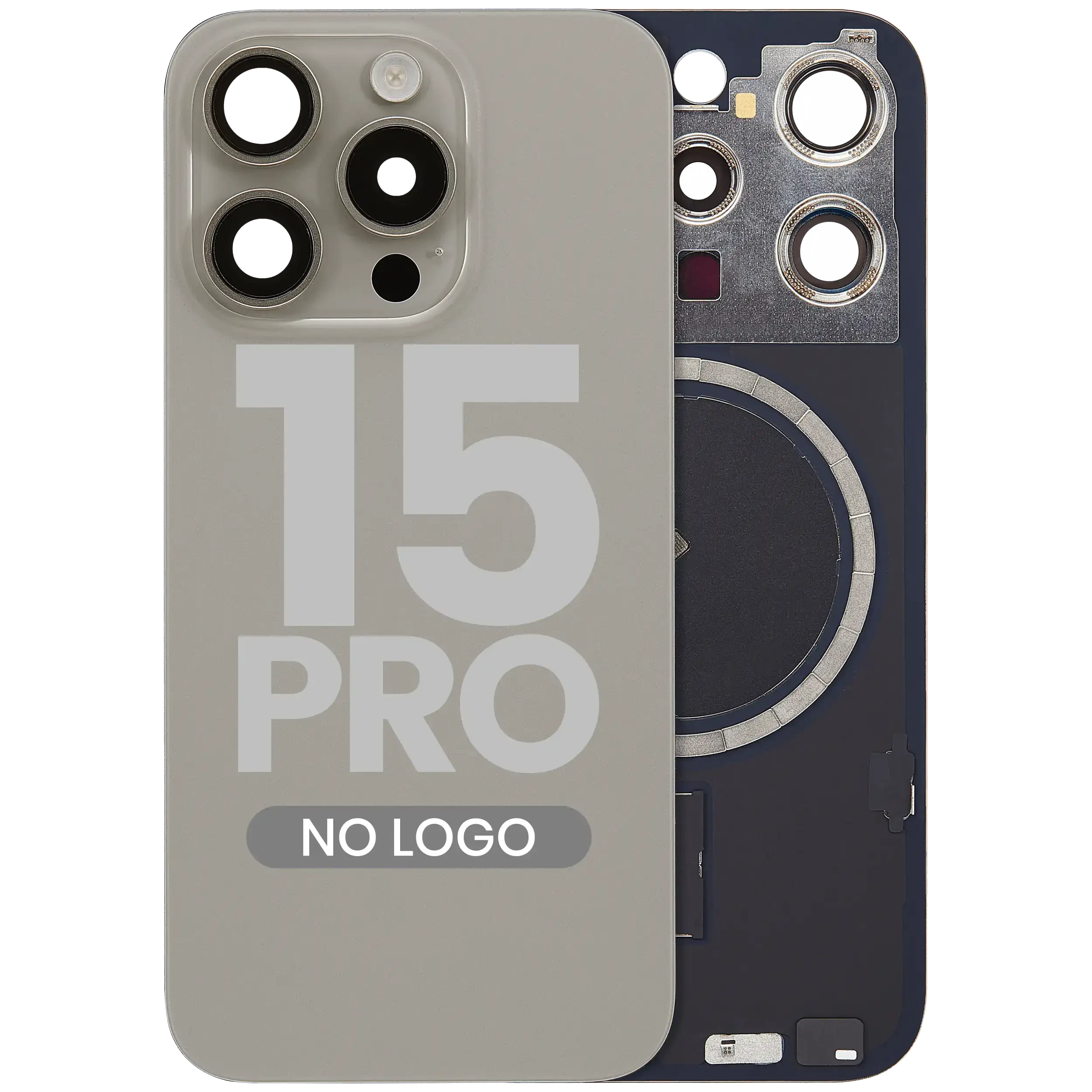 Vetro posteriore w/ magnete MagSafe per iPhone 15 Pro (Aftermarket) (Titanio naturale) (No Logo)
