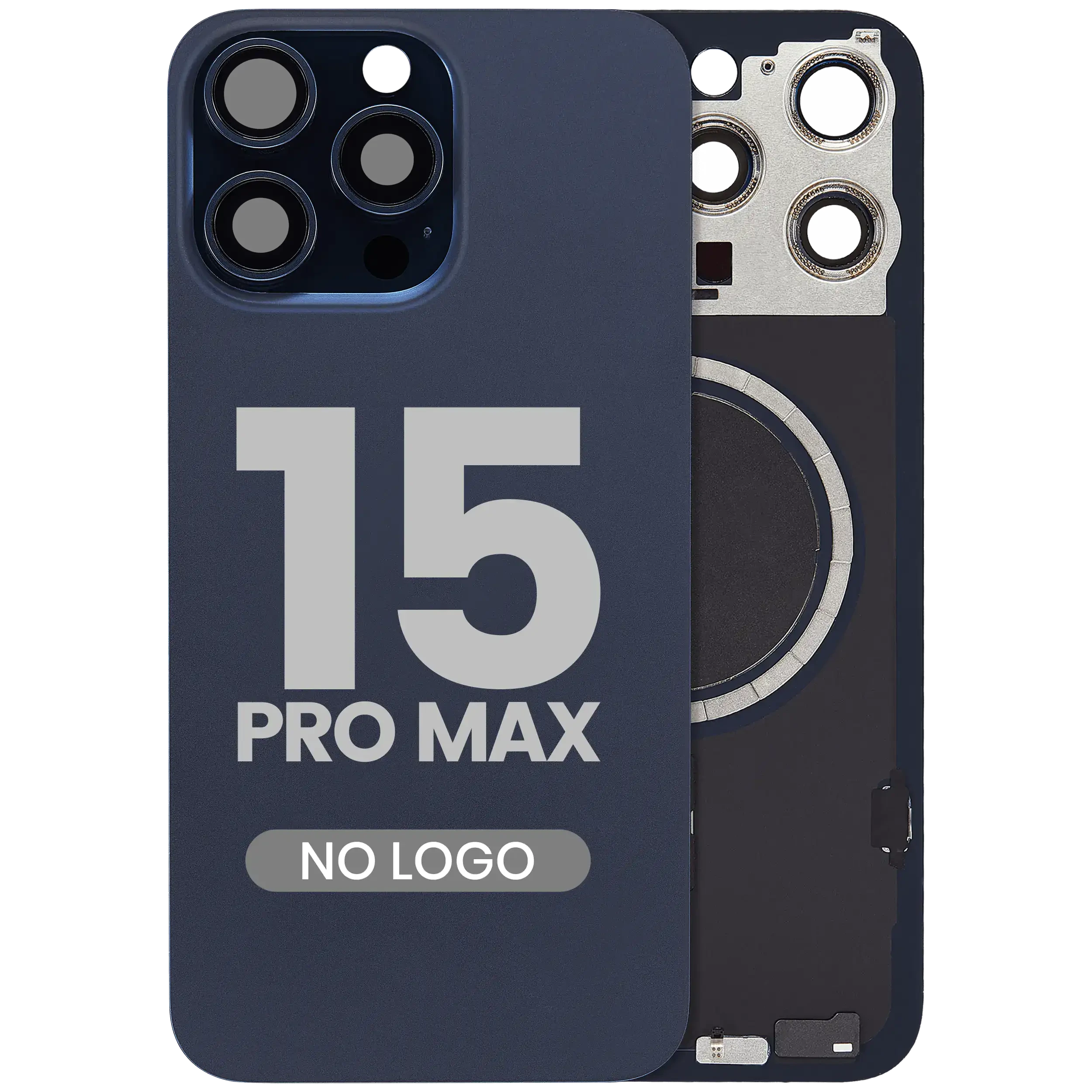Vetro posteriore w/ magnete MagSafe per iPhone 15 Pro Max (Aftermarket) (Titanio blu) (No Logo)