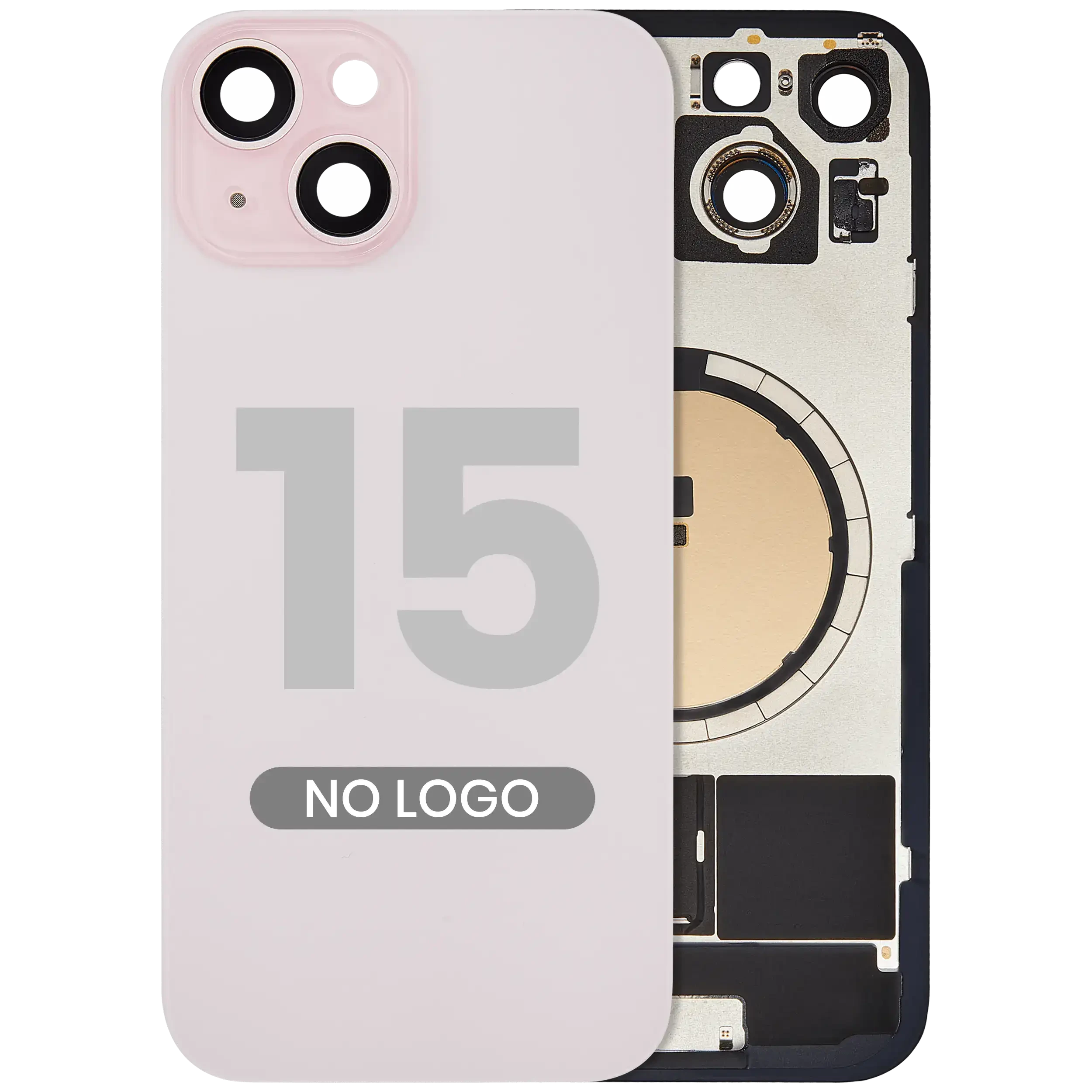 Vetro posteriore w/ magnete MagSafe per iPhone 15 (Aftermarket) (Rosa) (No Logo)