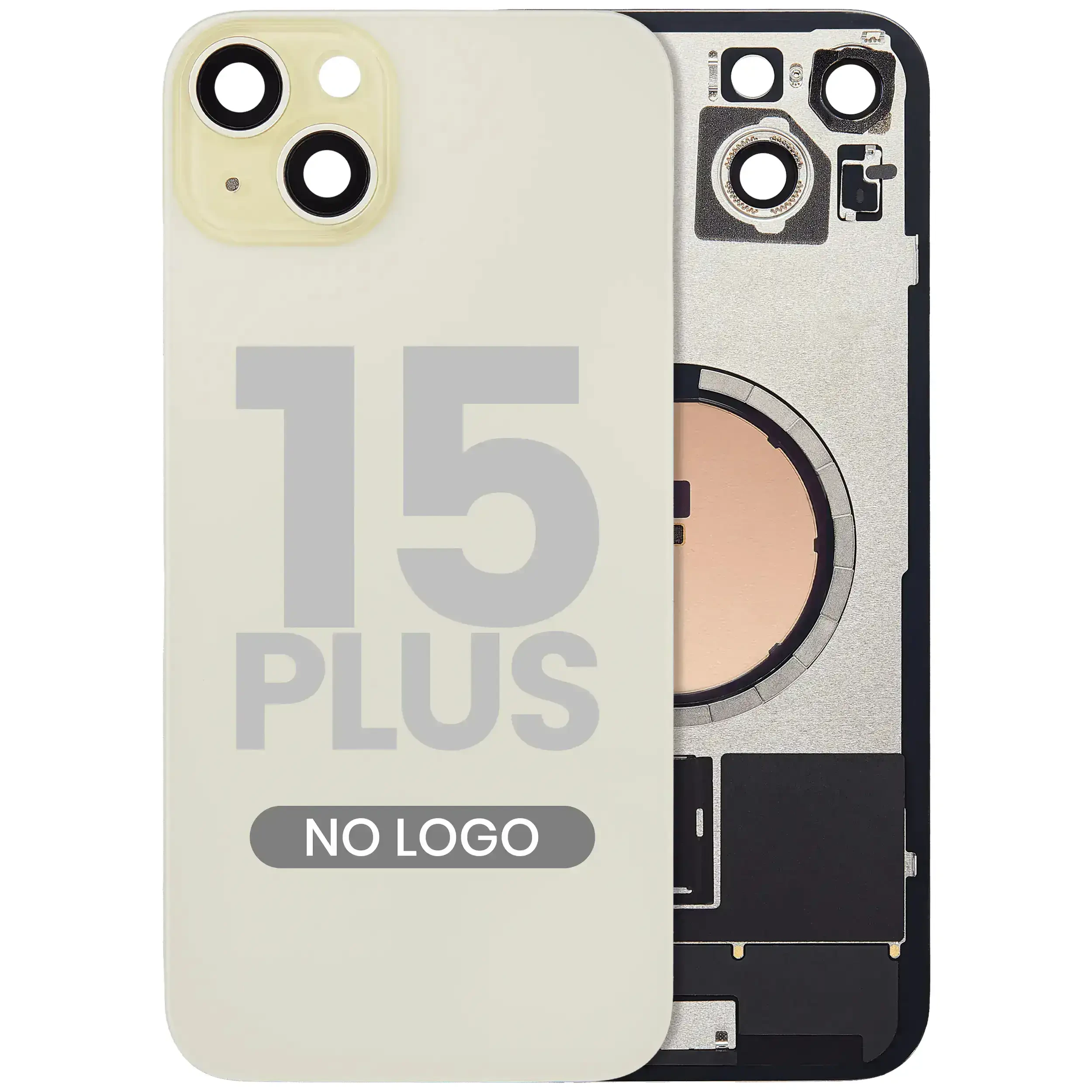 Vetro posteriore w/ magnete MagSafe per iPhone 15 Plus (Aftermarket) (Giallo) (No Logo)
