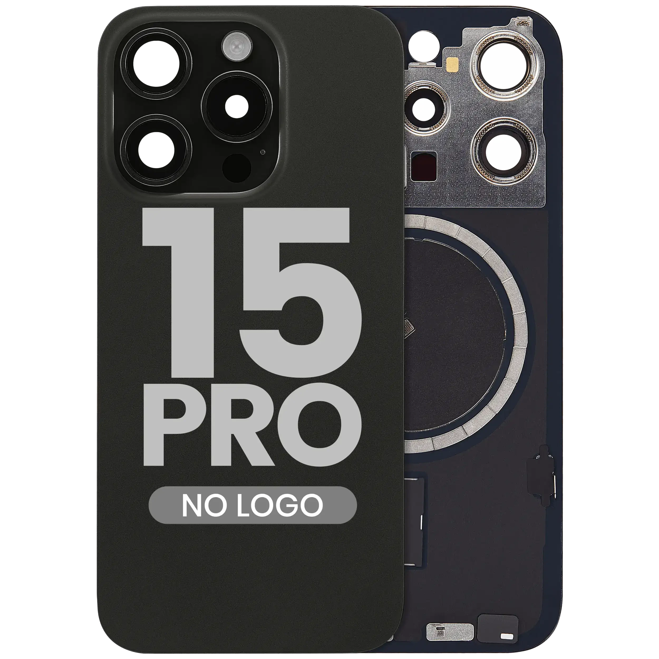 Vetro posteriore w/ magnete MagSafe per iPhone 15 Pro (Aftermarket) (Titanio nero) (No Logo)