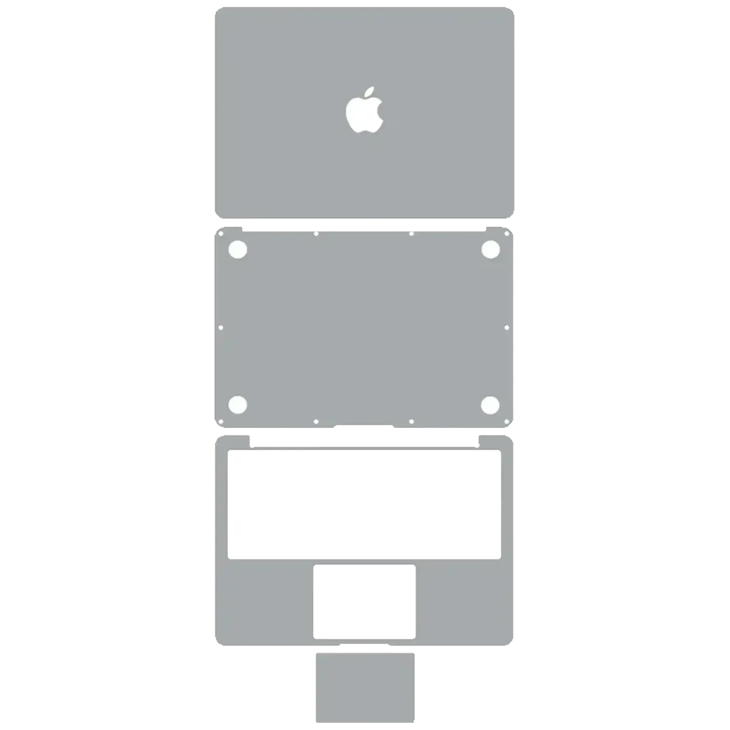 4in1 (Top, Bottom, tastiera, Trackpad) Skin MacBook Air 11"(A1465) (Argento)