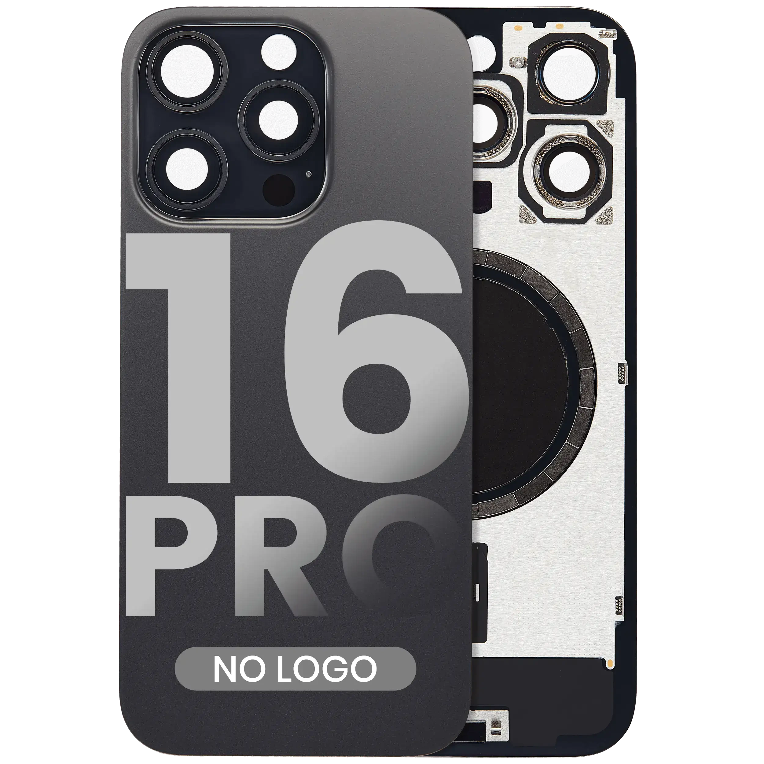 Vetro posteriore w/ magnete MagSafe per iPhone 16 Pro (Aftermarket) (Titanio nero) (No Logo)
