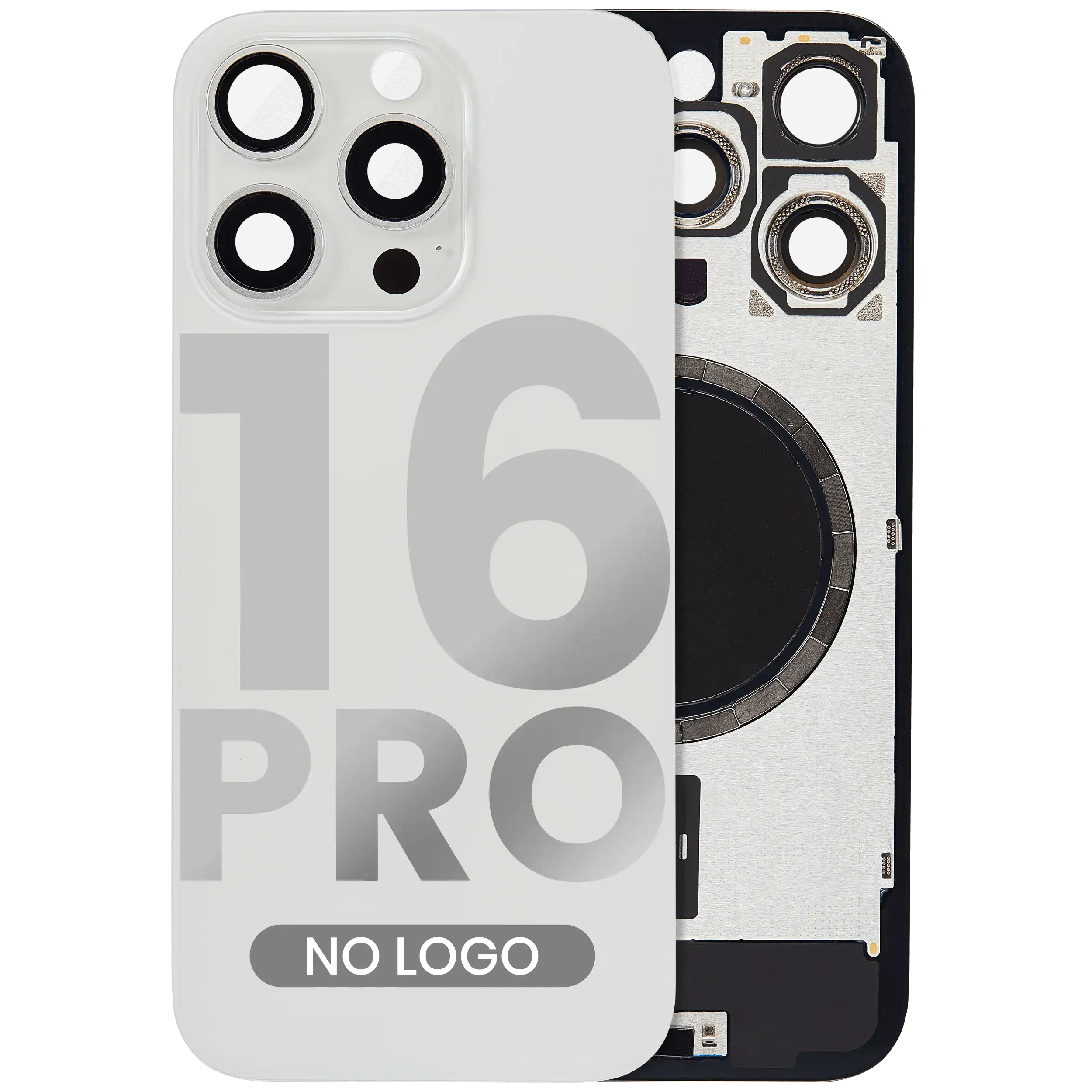 Vetro posteriore w/ magnete MagSafe per iPhone 16 Pro (Aftermarket) (Titanio bianco) (No Logo)