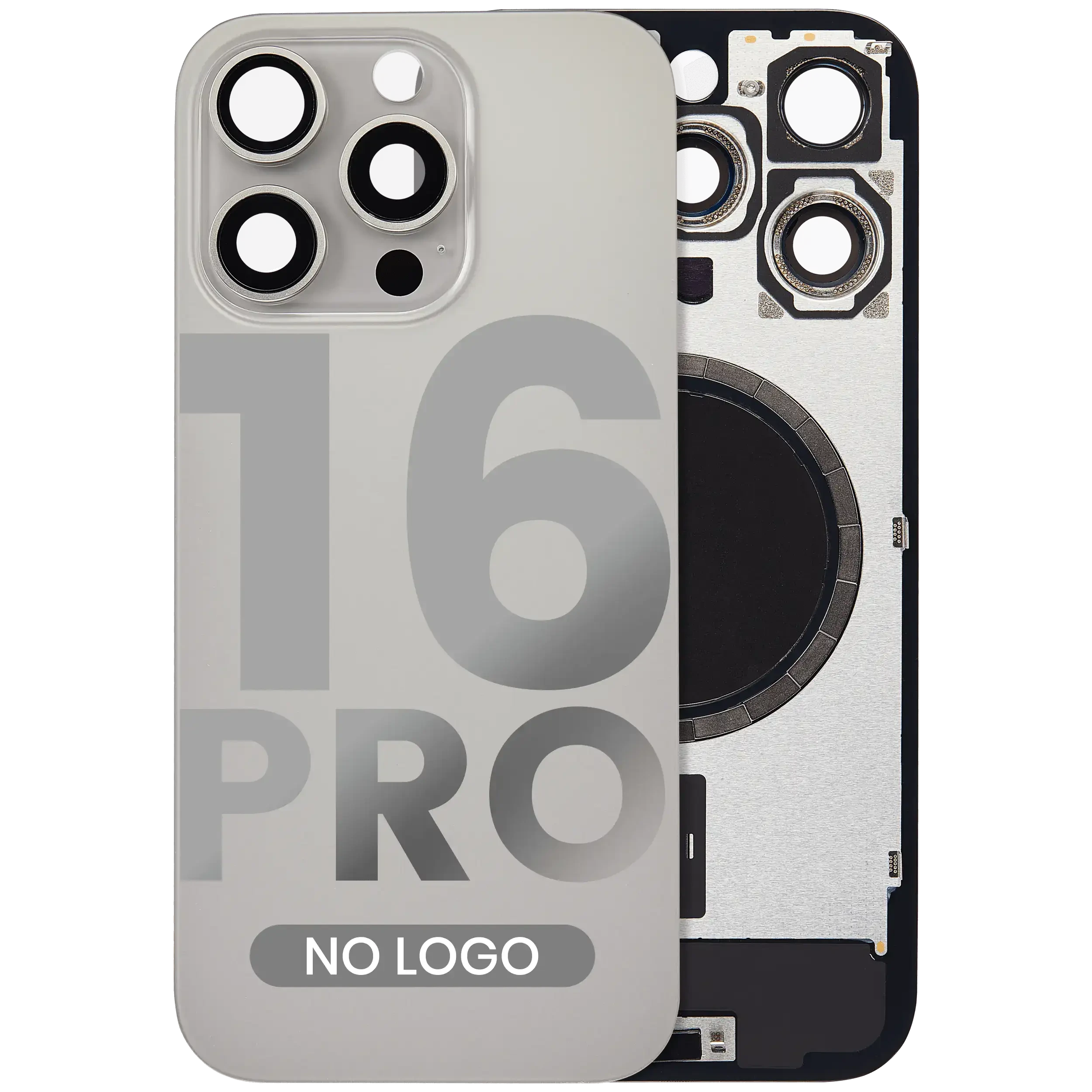Vetro posteriore w/ magnete MagSafe per iPhone 16 Pro (Aftermarket) (Titanio naturale) (No Logo)