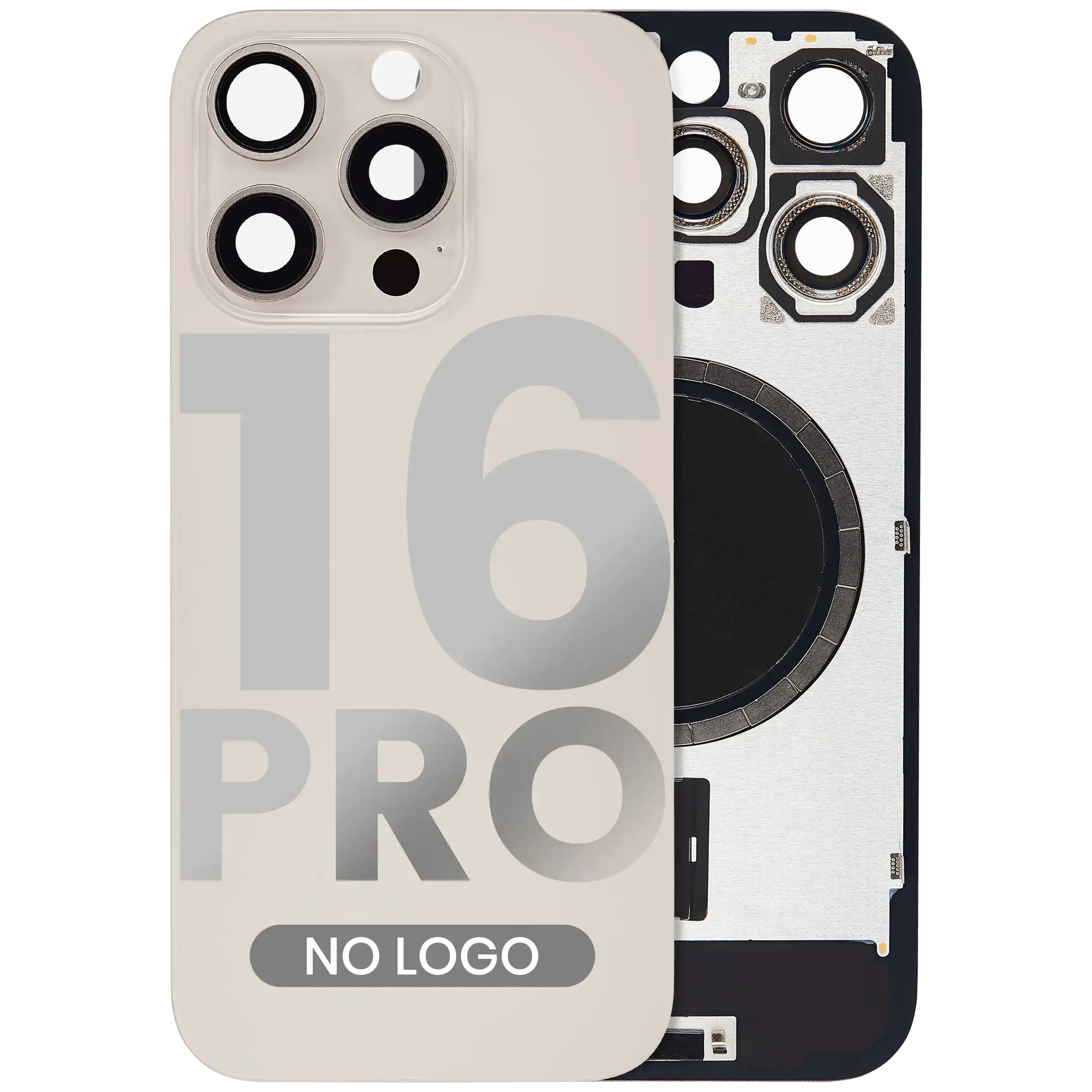 Vetro posteriore w/ magnete MagSafe per iPhone 16 Pro (Aftermarket) (Titanio sabbia) (No Logo)