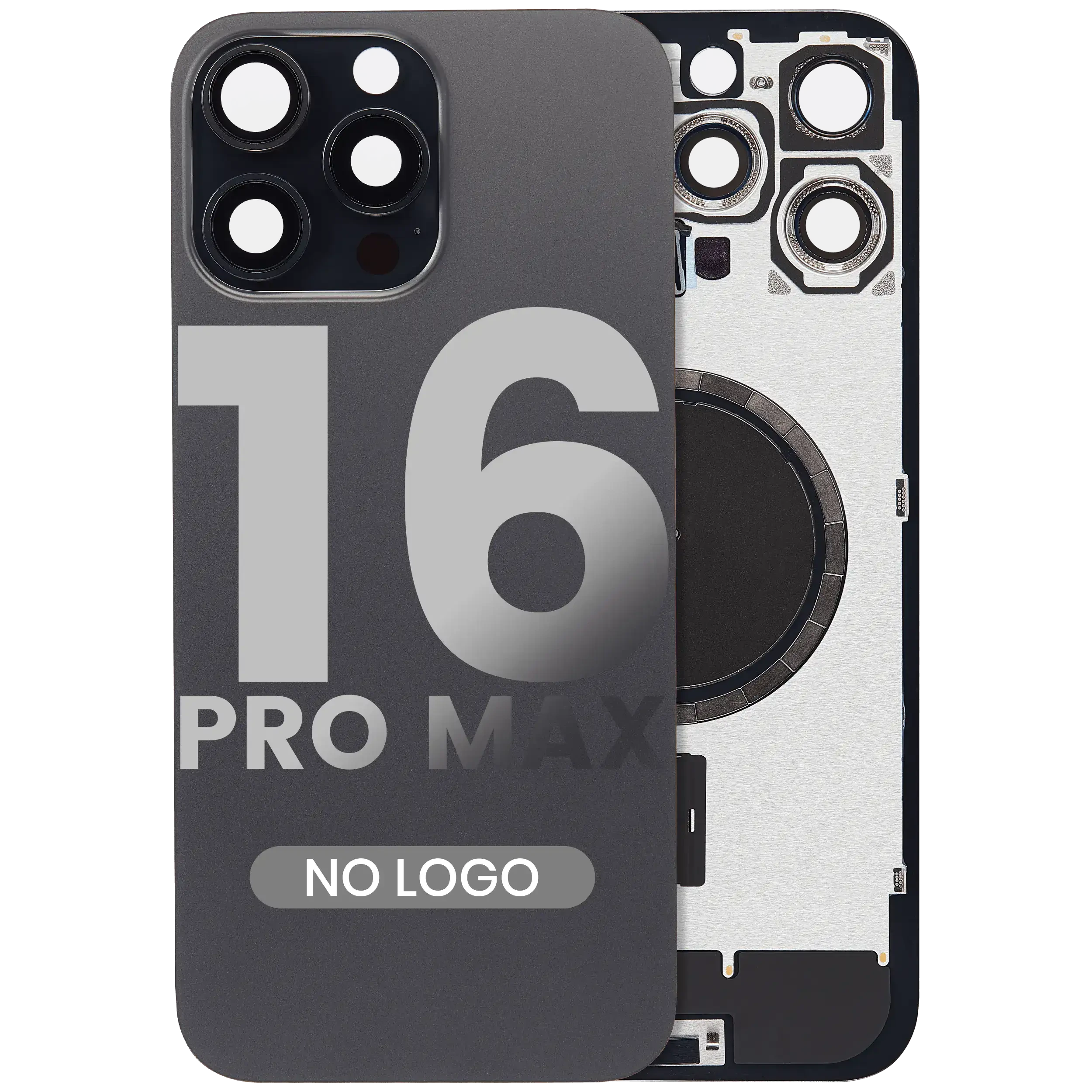Vetro posteriore w/ magnete MagSafe per iPhone 16 Pro Max (Aftermarket) (Titanio nero) (No Logo)