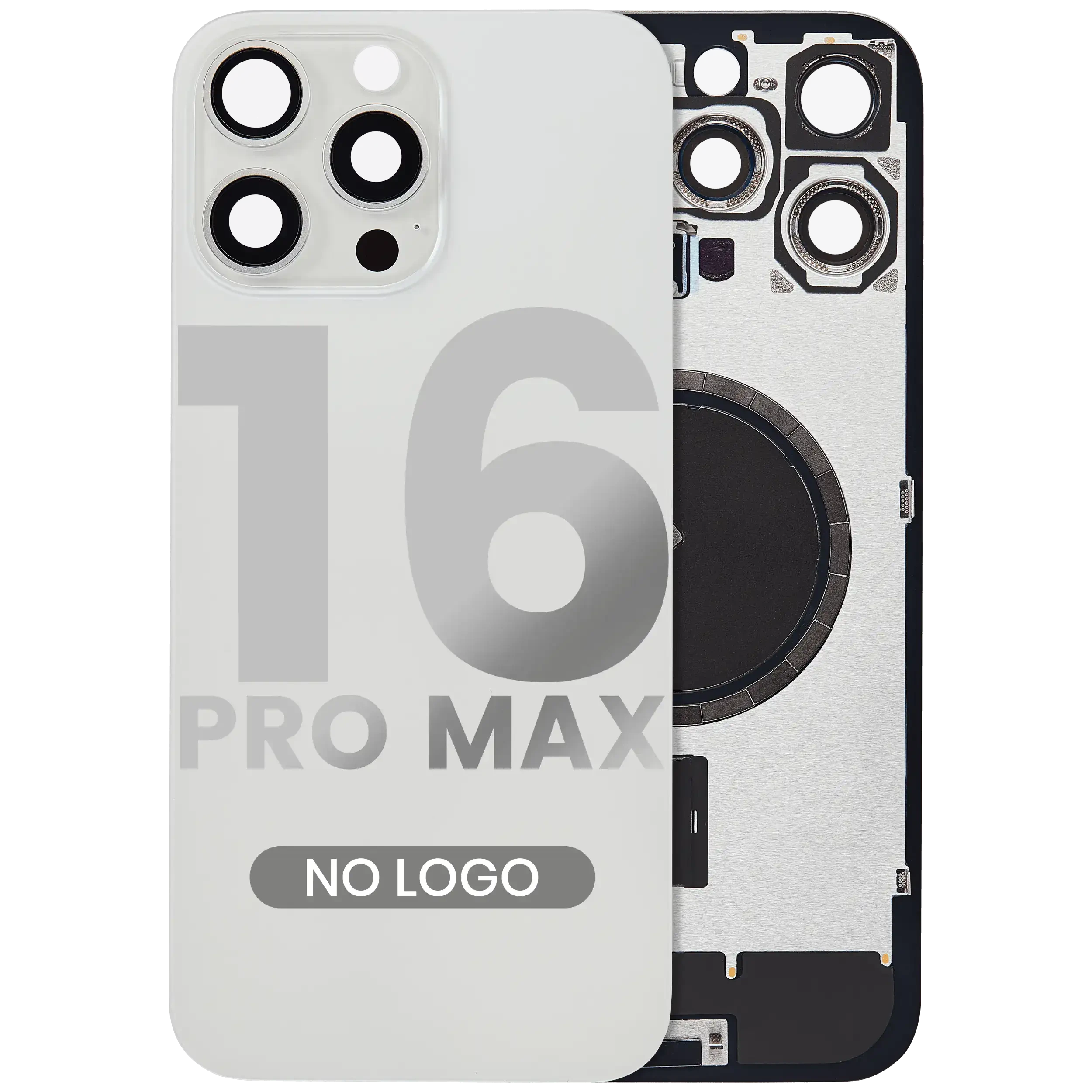 Vetro posteriore w/ magnete MagSafe per iPhone 16 Pro Max (Aftermarket) (Titanio bianco) (No Logo)